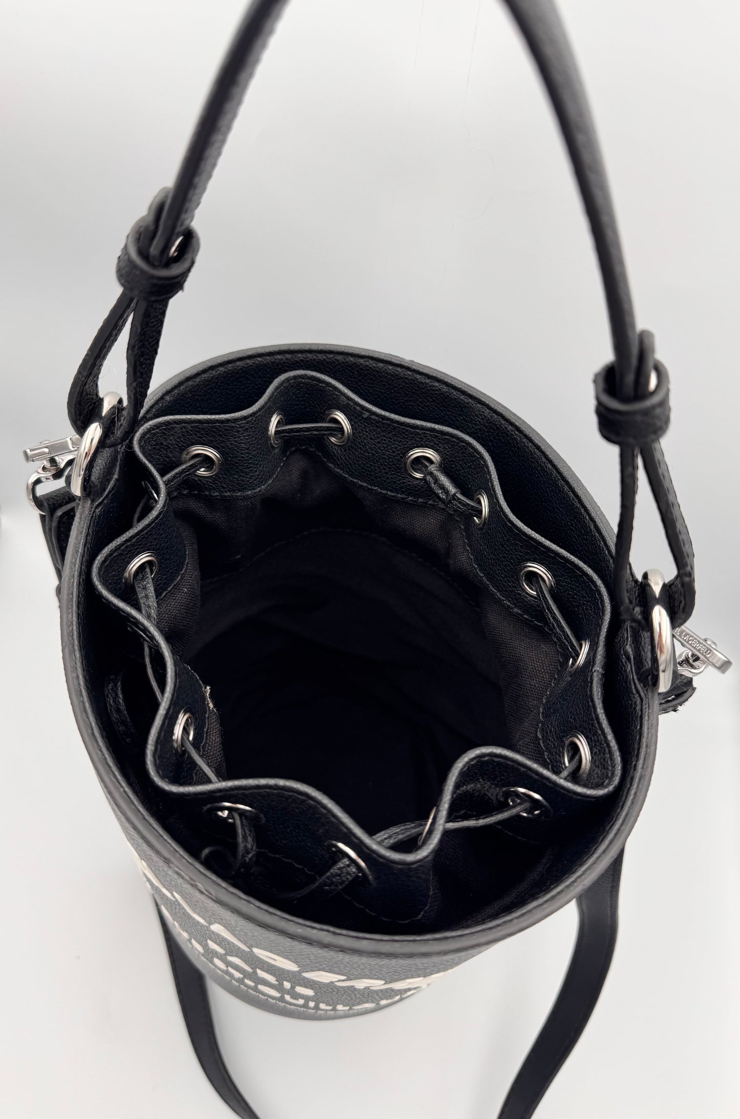 KARL LAGERFELD Black Leather Bucket Bag