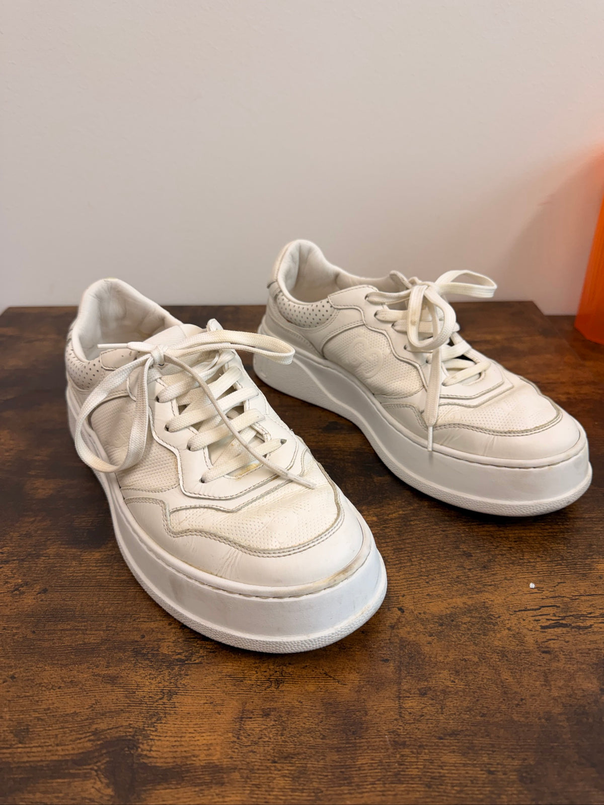 White Gucci White Leather Sneakers Size AU 9 Size
