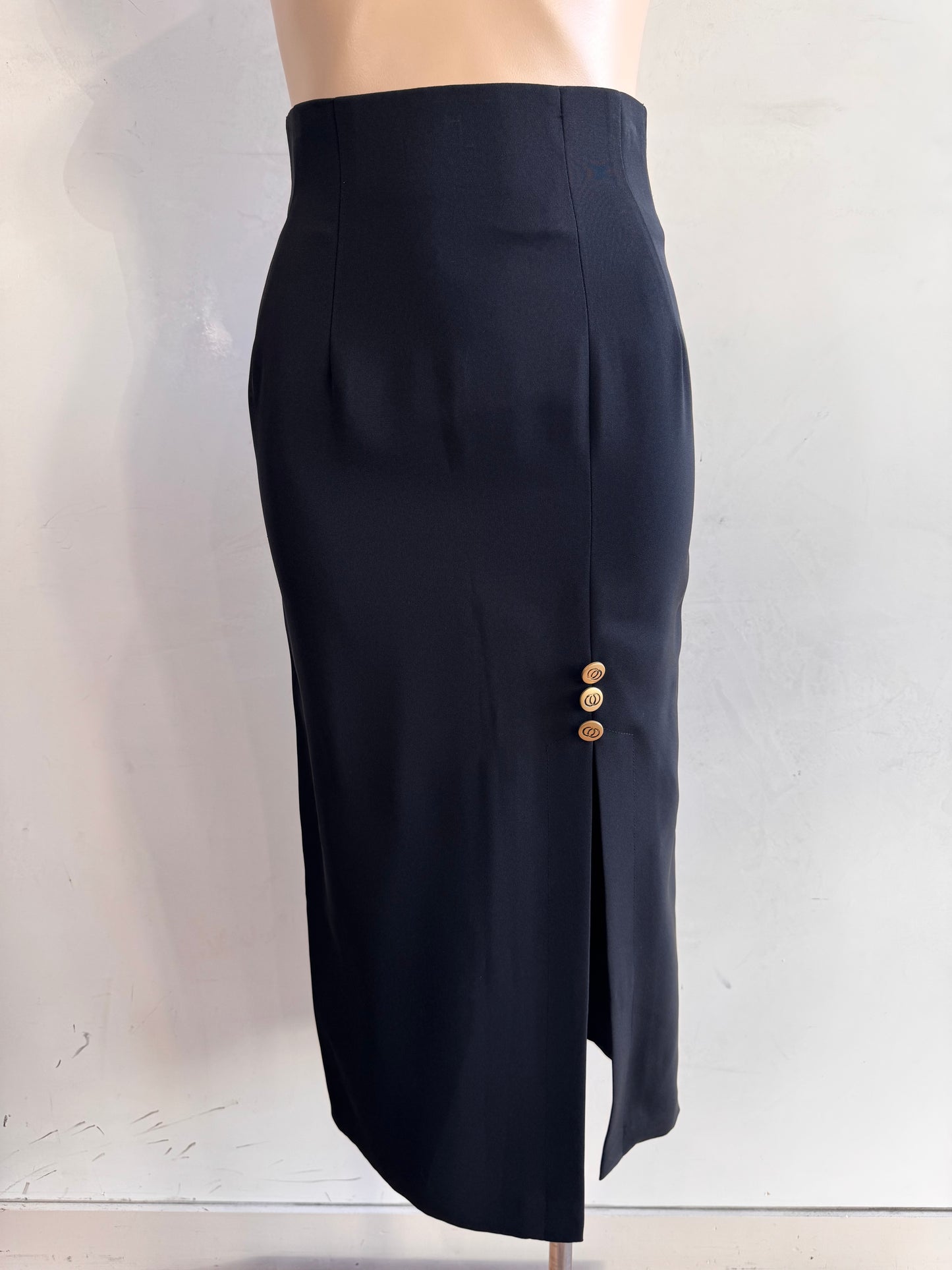 Vintage Ugo Black Midi Skirt - size XS