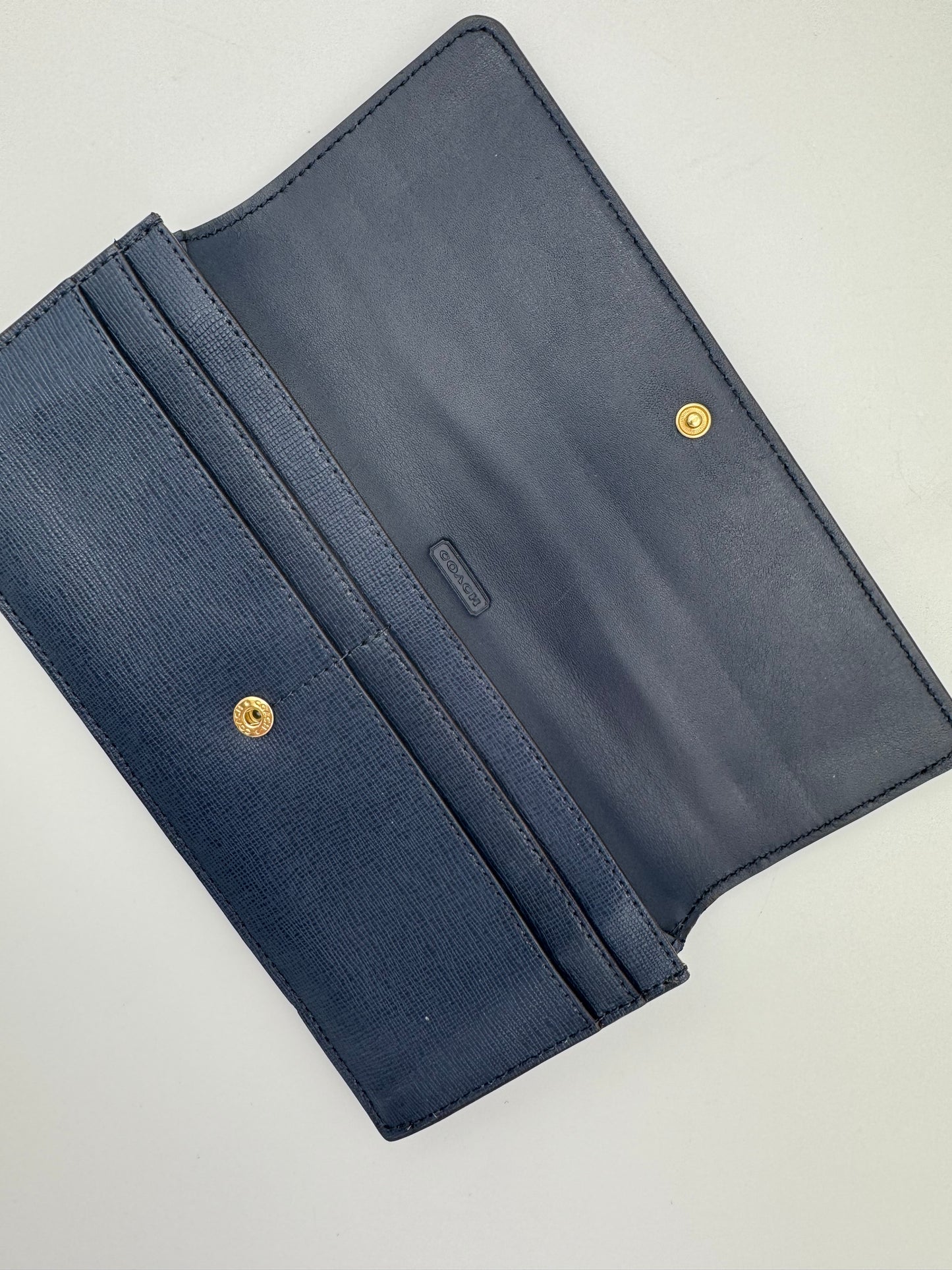 Coach Saffiano Wallet Navy