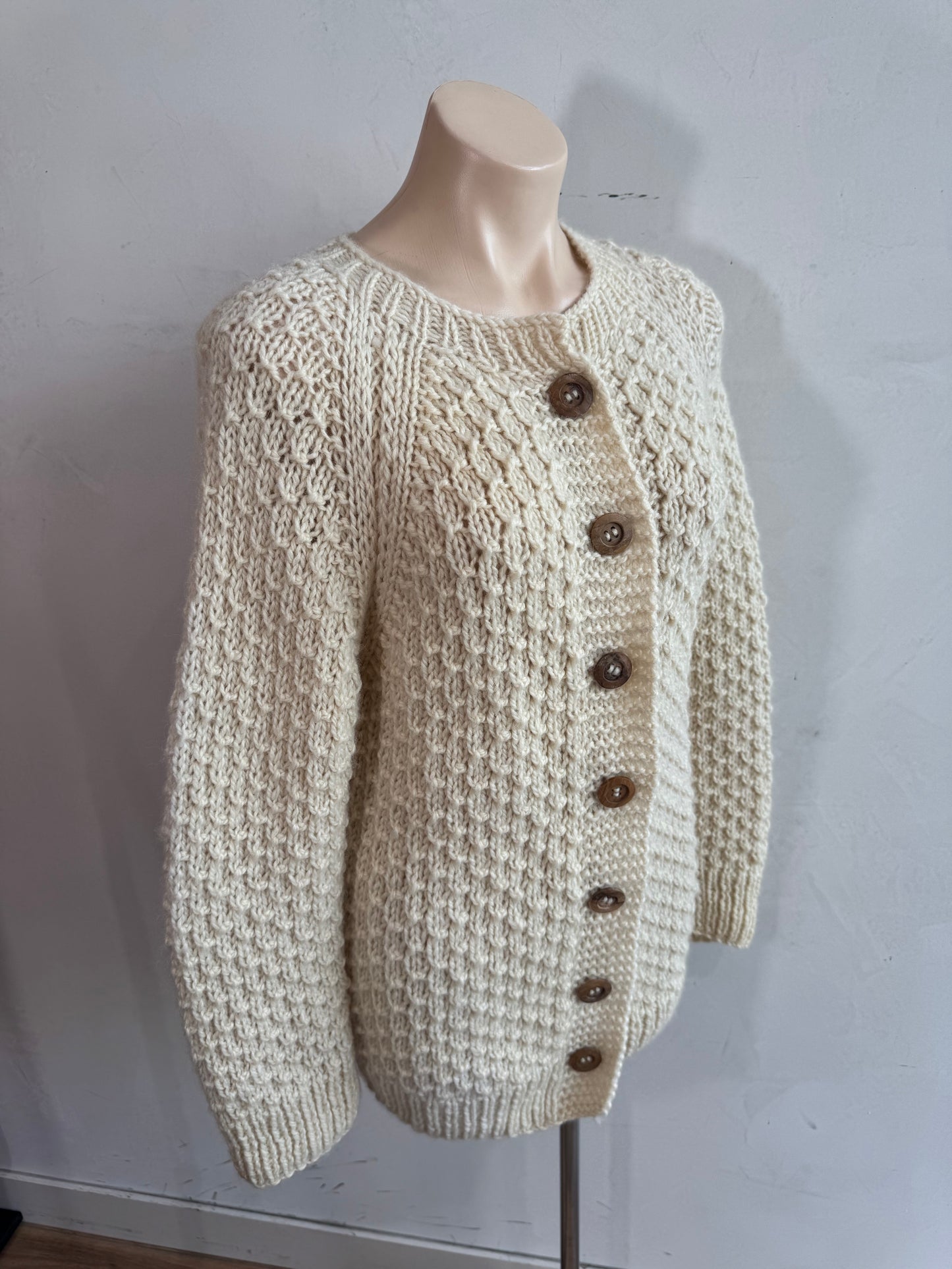 Cream Chunky Handknit Cardigan OS