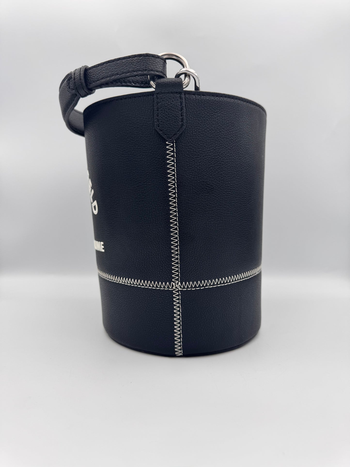 KARL LAGERFELD Black Leather Bucket Bag