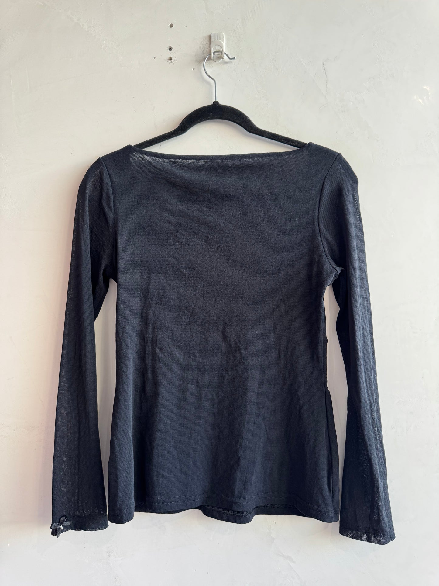 PingPong Black Mesh Top with Bows - size 12