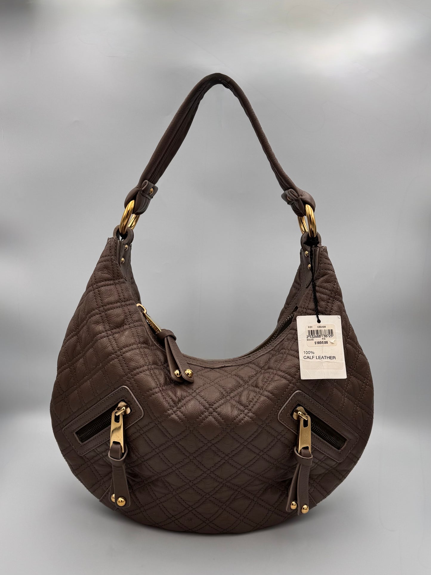MARC JACOBS Hobo Banana Calf Leather Bag in Mouse