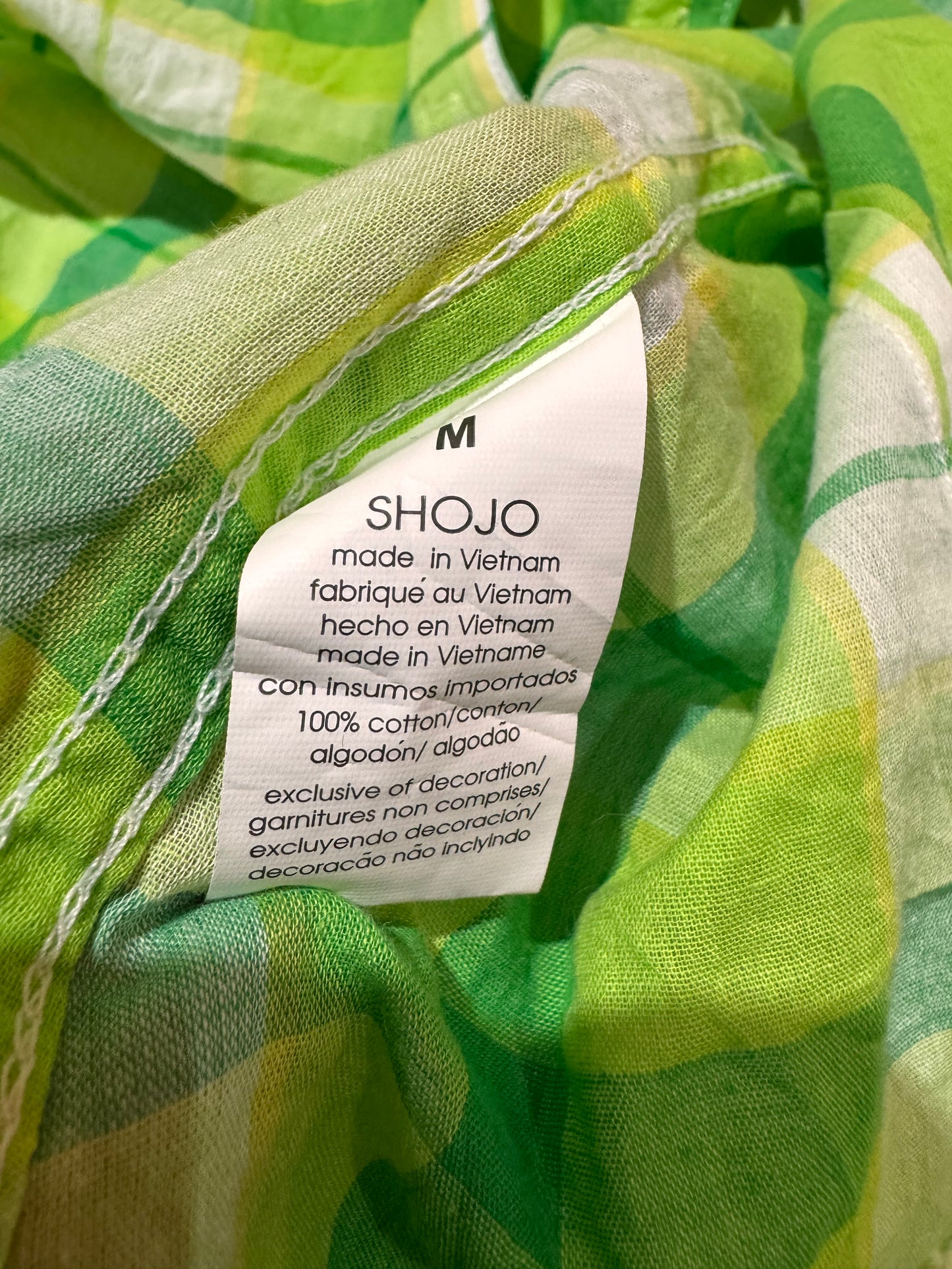 Shojo Green Check Shirt - size XS
