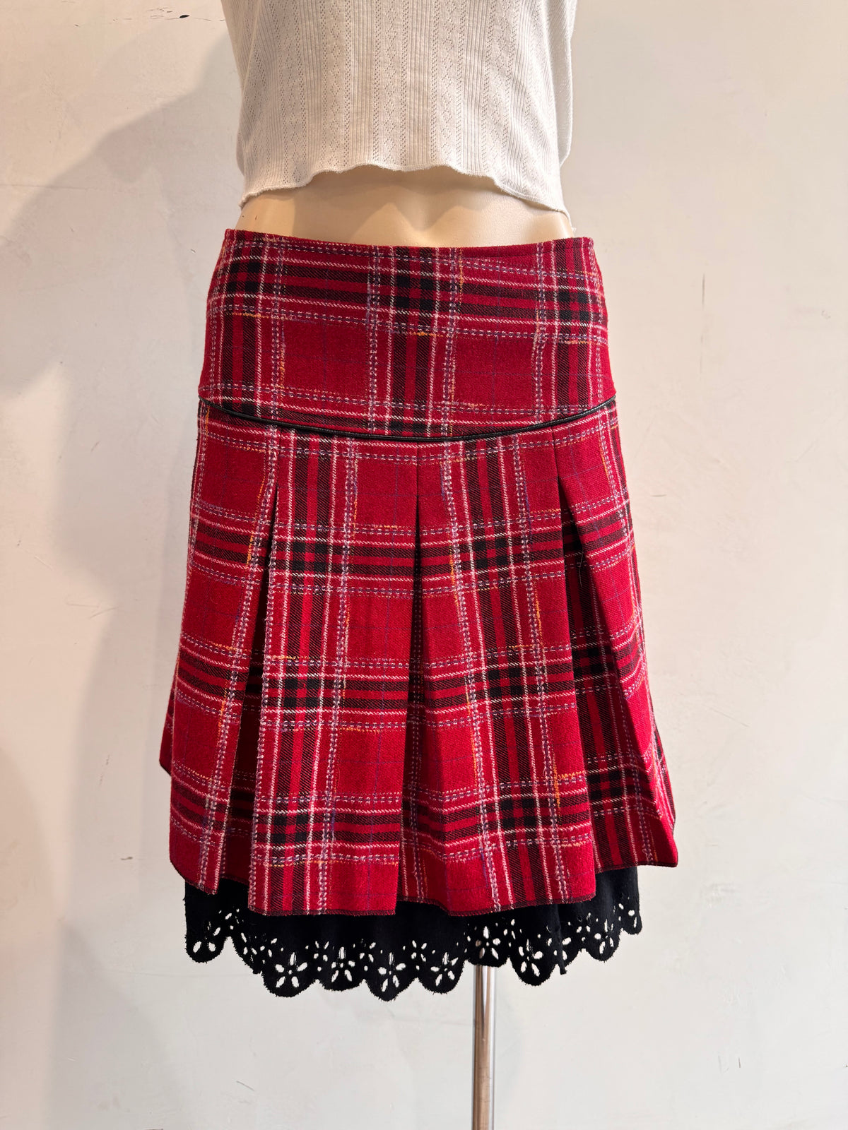CKM Rad Plaid Pleated Skirt - size L