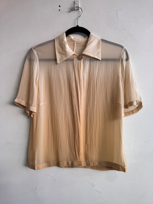 Beige Semi sheer Silk Top - size S/M