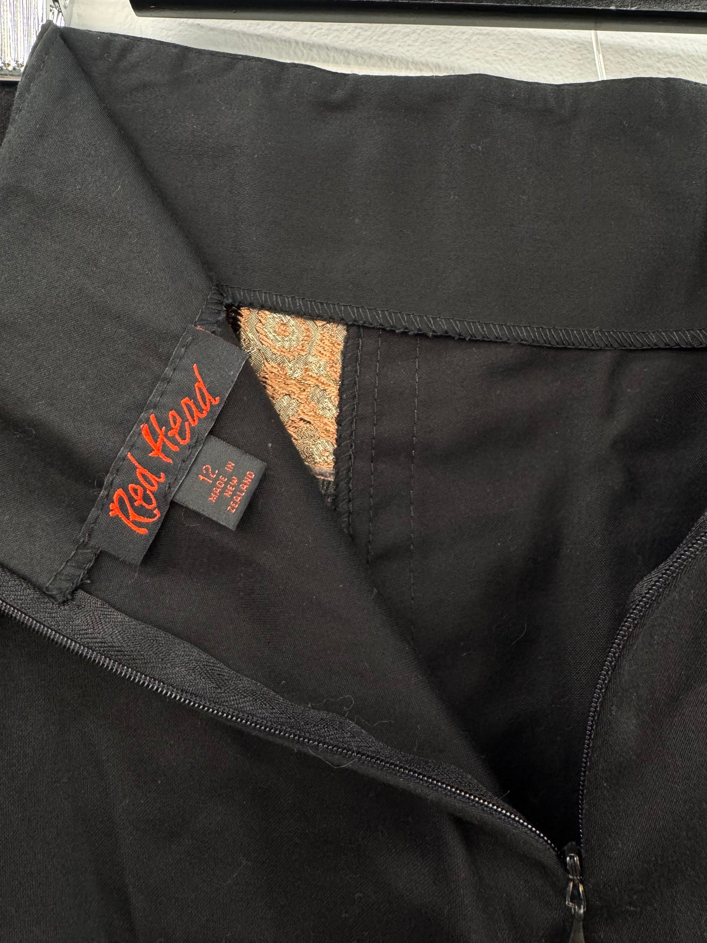 Red Head Black Embroidered skirt - Size 12