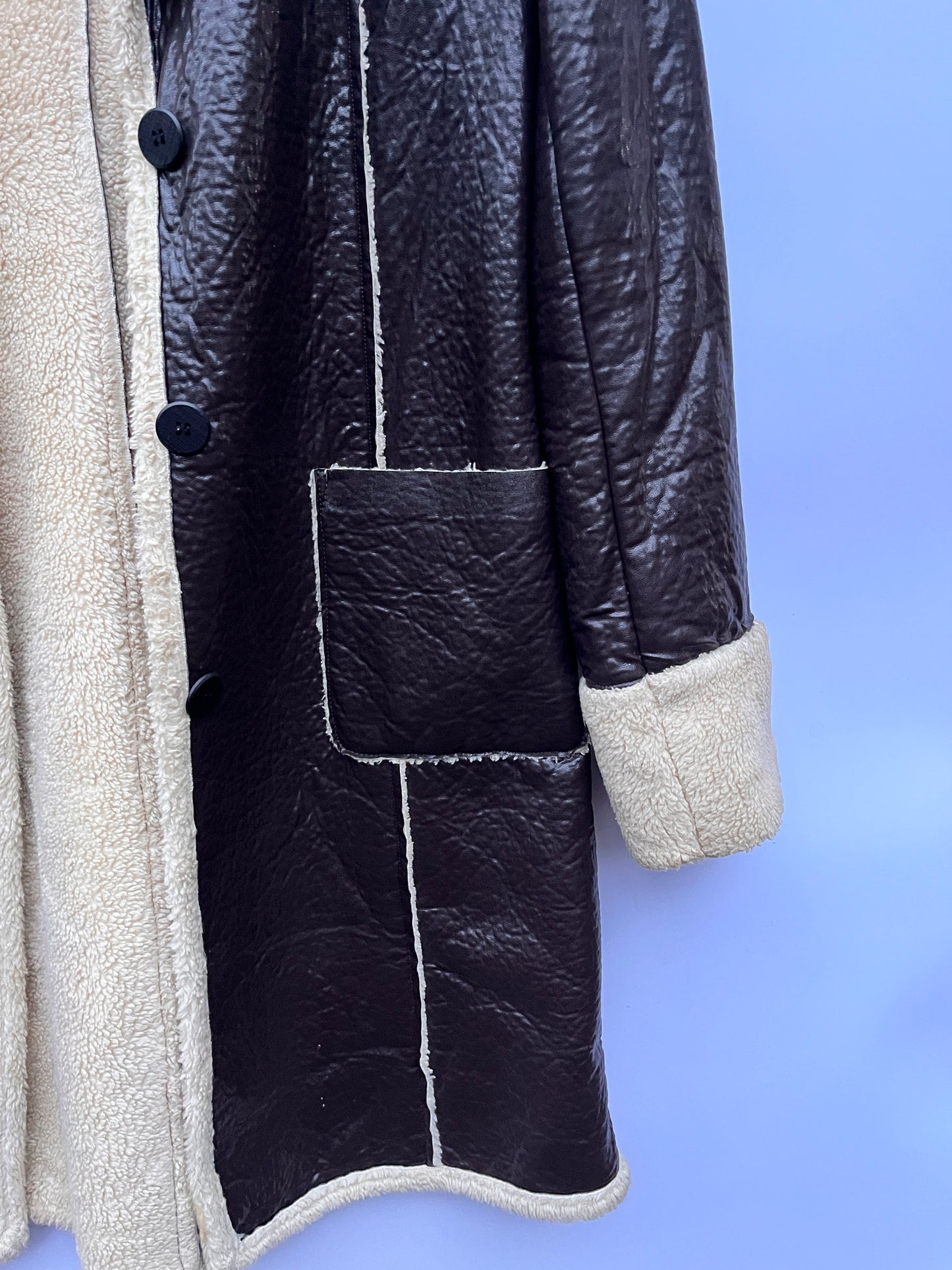 Vintage Bettina Liano Dark Brown Faux Shearling Coat S-M