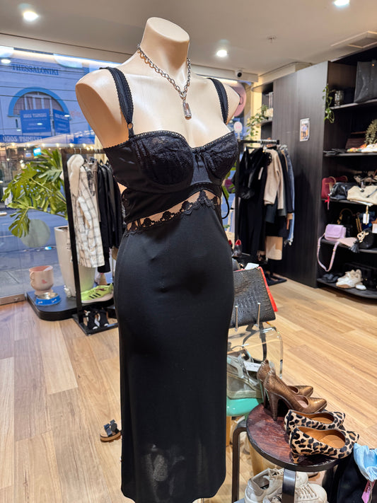 Dolce and Gabbana black lace insert cocktail dress Sz 42