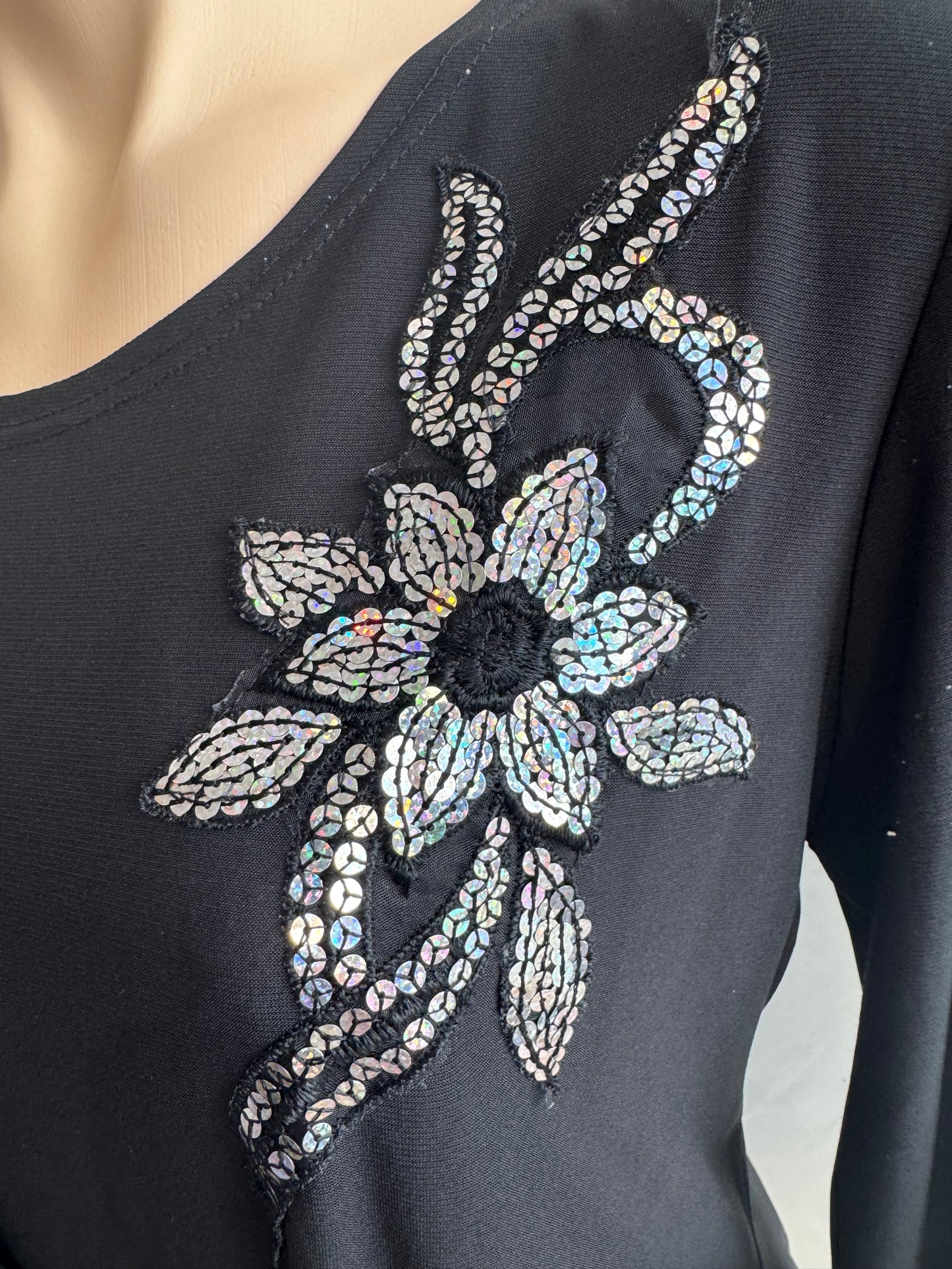 Kate Harris sequin black top - size S