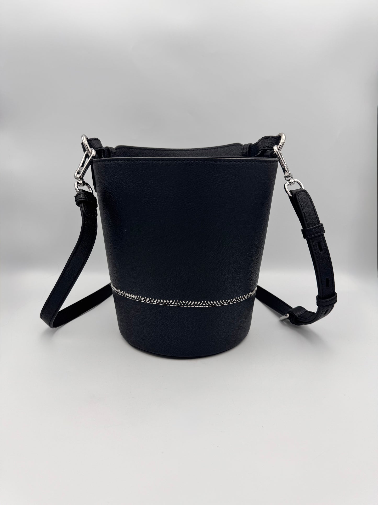 KARL LAGERFELD Black Leather Bucket Bag