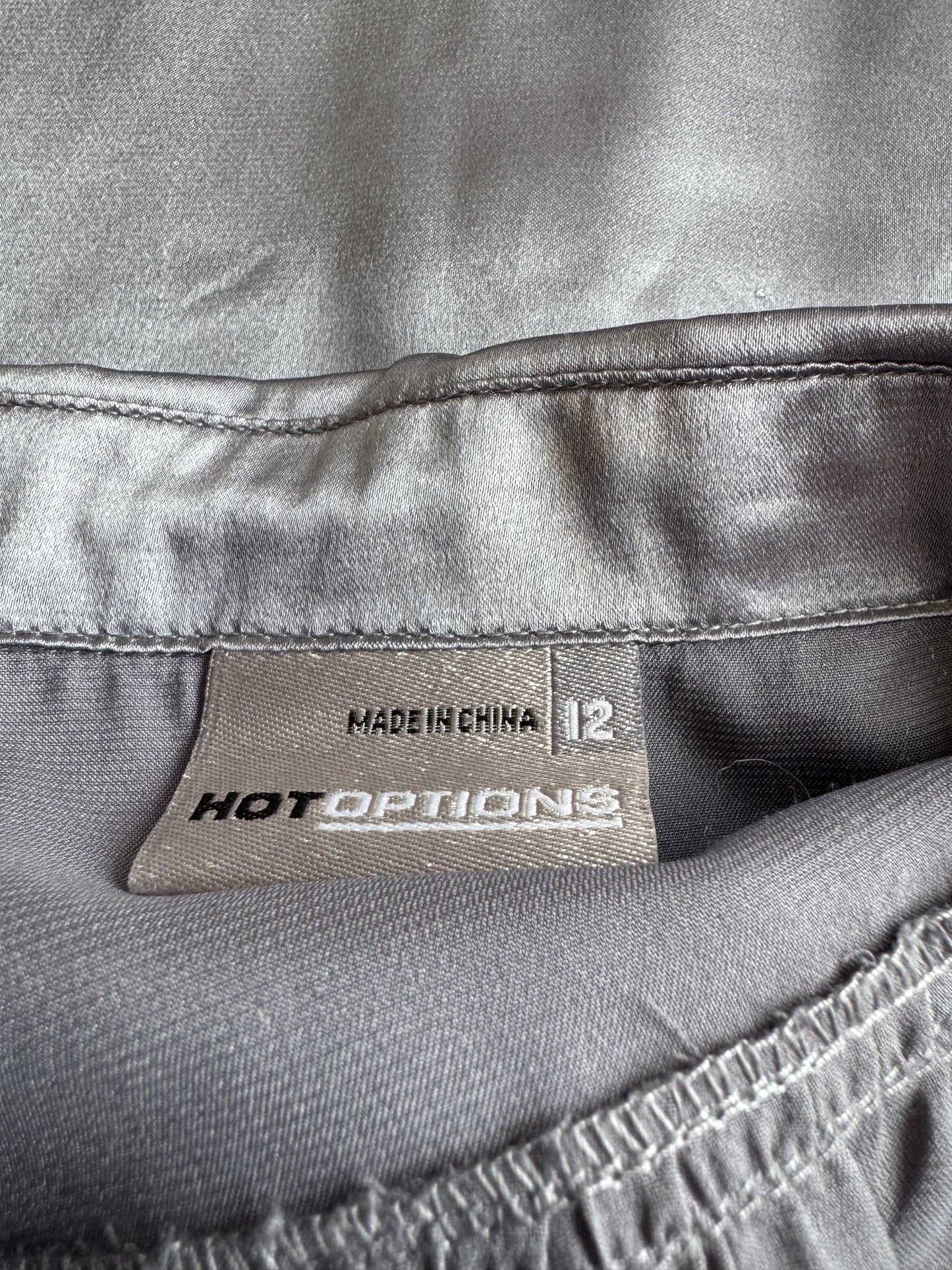Hot Options Silver Satin Top - size 12