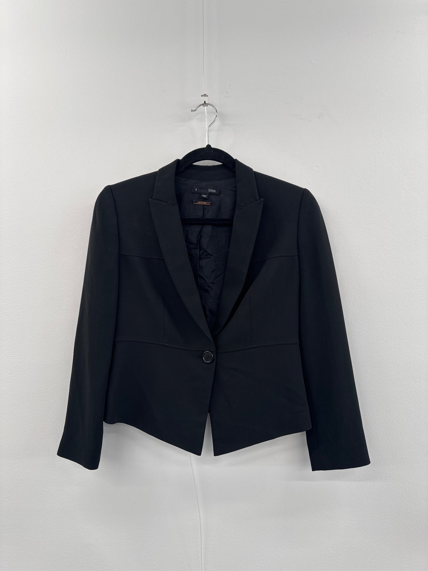 Saba Black Crop Wool Jacket - Size 6
