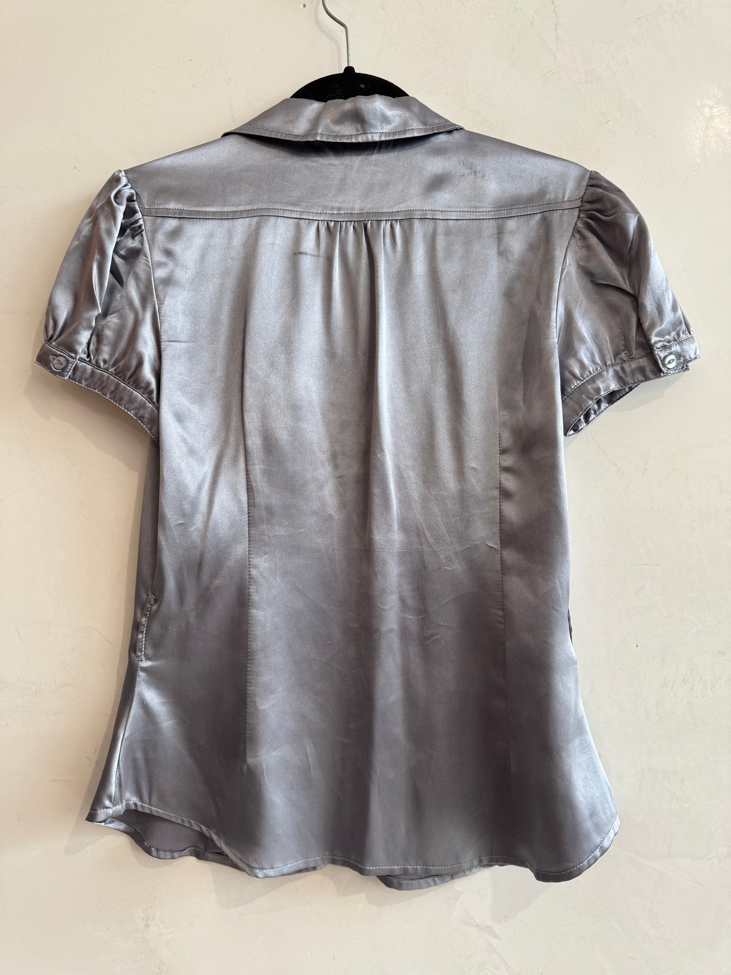 Hot Options Silver Satin Top - size 12