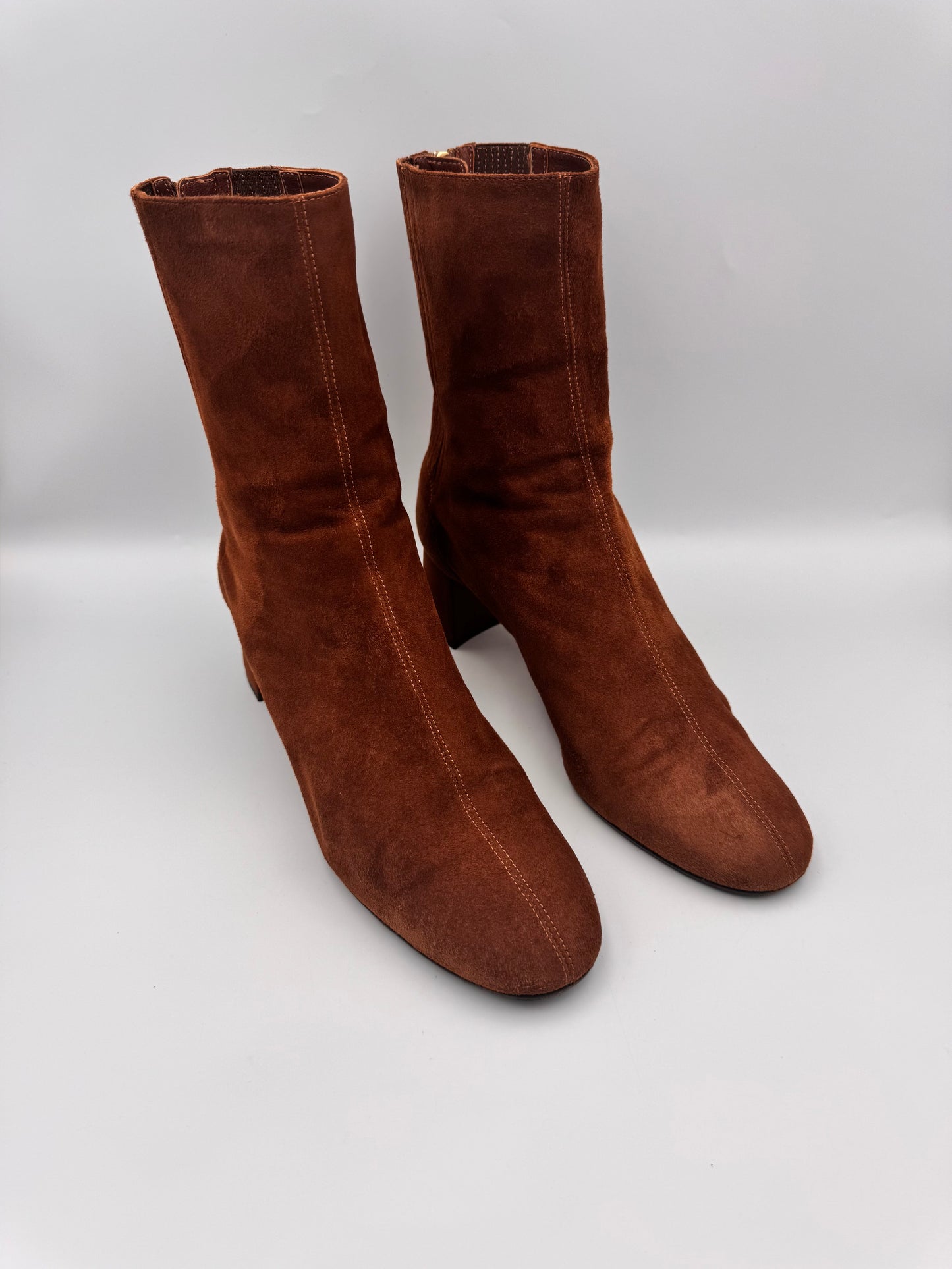 AQUAZZURA Saint Honoré Brown Suede Boots Size 38