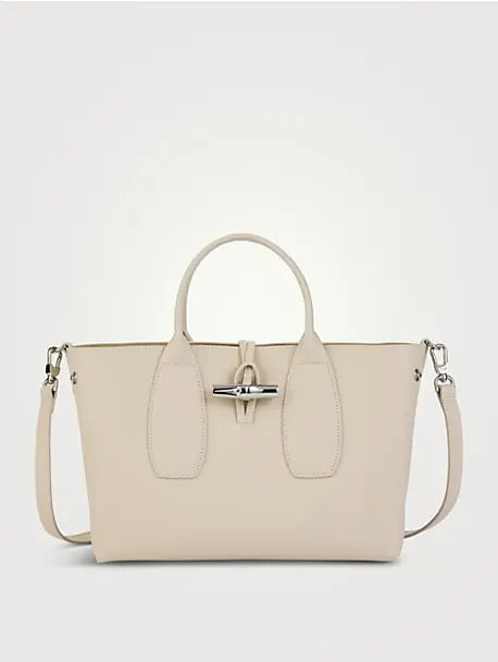 Longchamp Le Roseau Medium in Cream Handbag