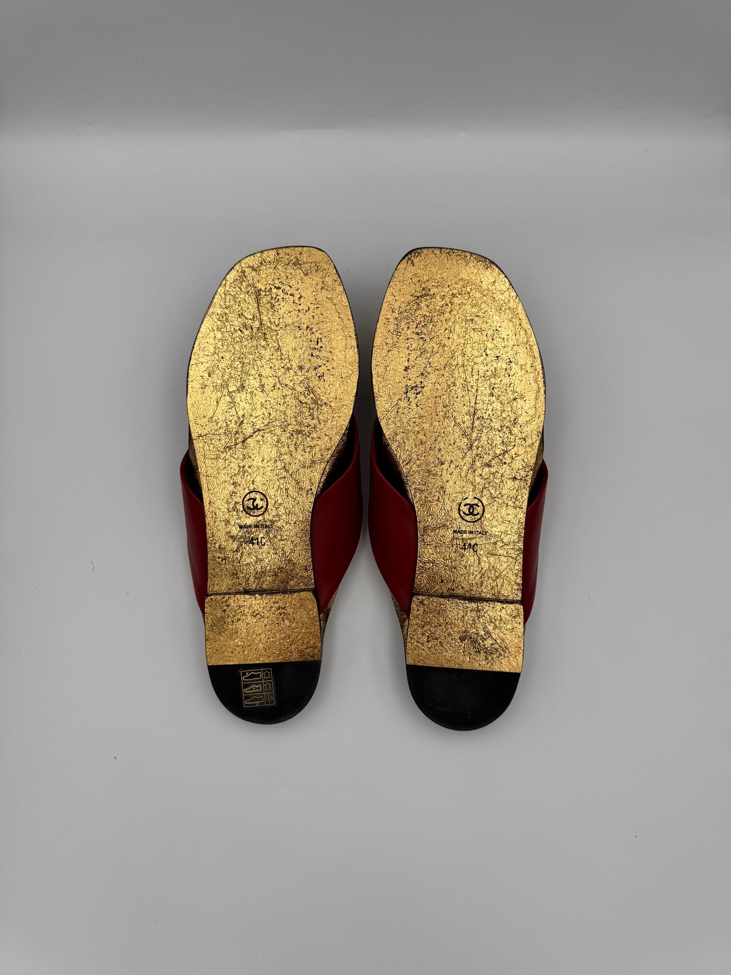 Chanel Red Lambskin Leather Mules Size 41C