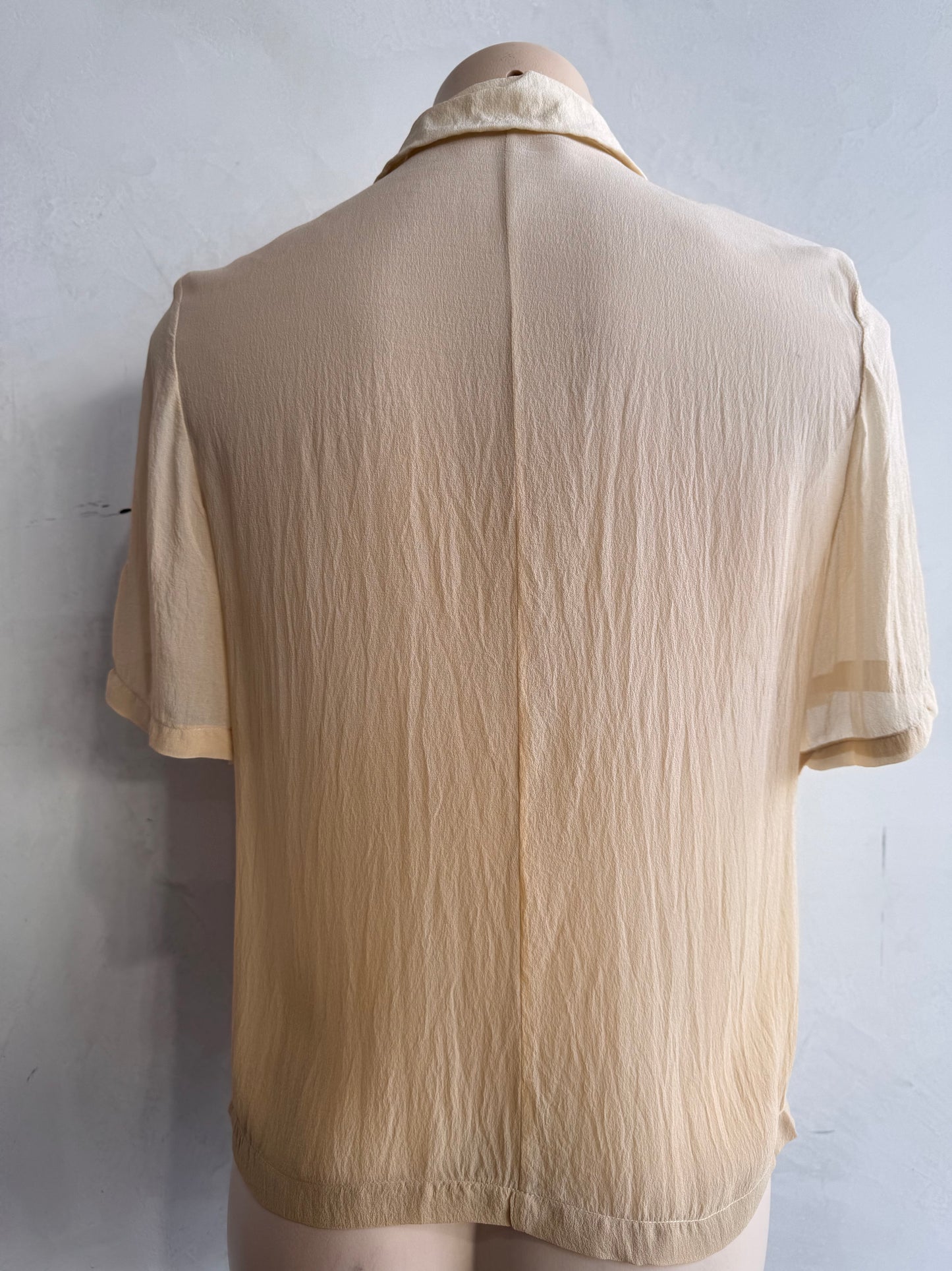 Beige Semi sheer Silk Top - size S/M