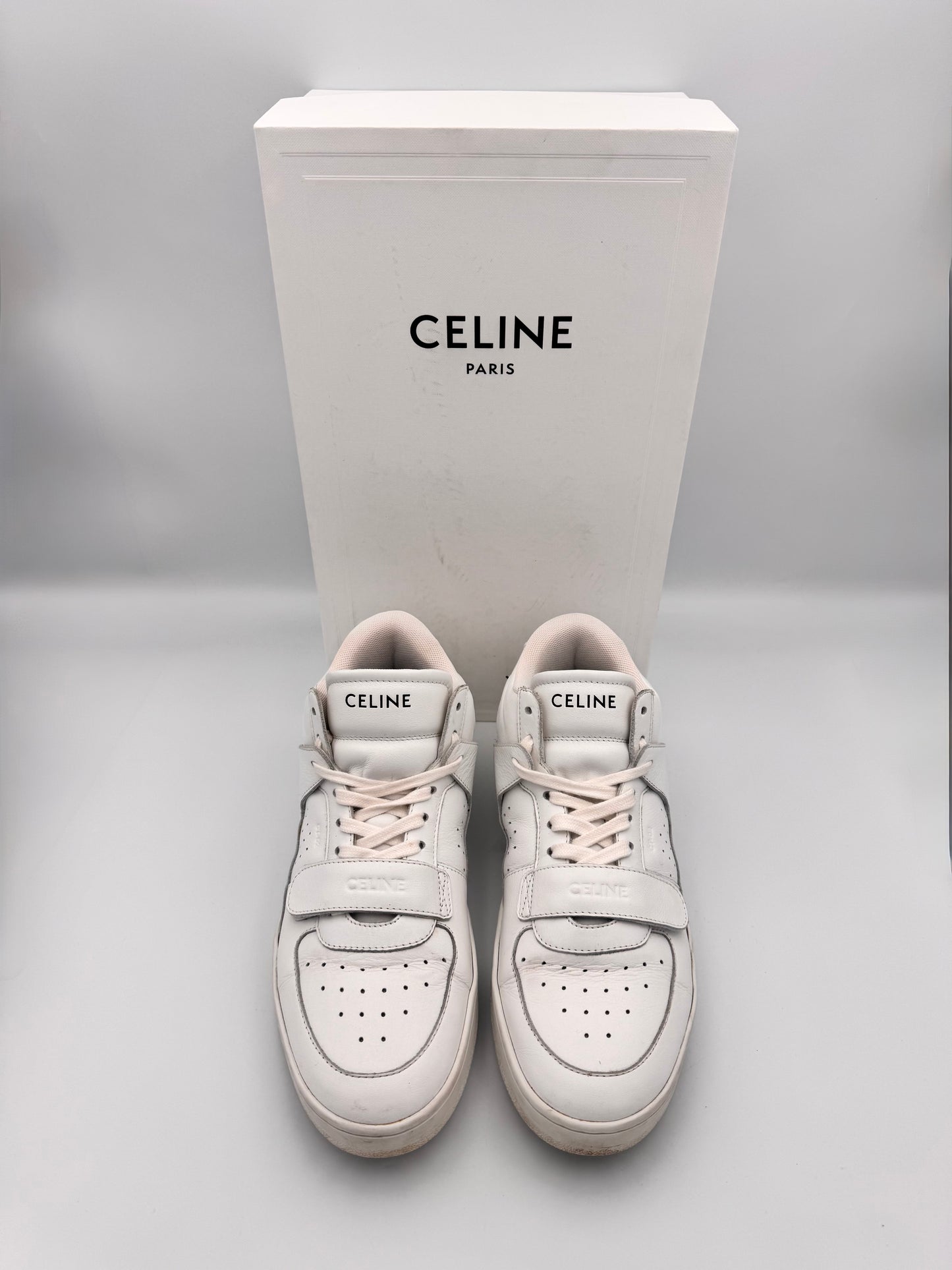 Celine White Mid Sneakers CT-02 Trainer Size 39
