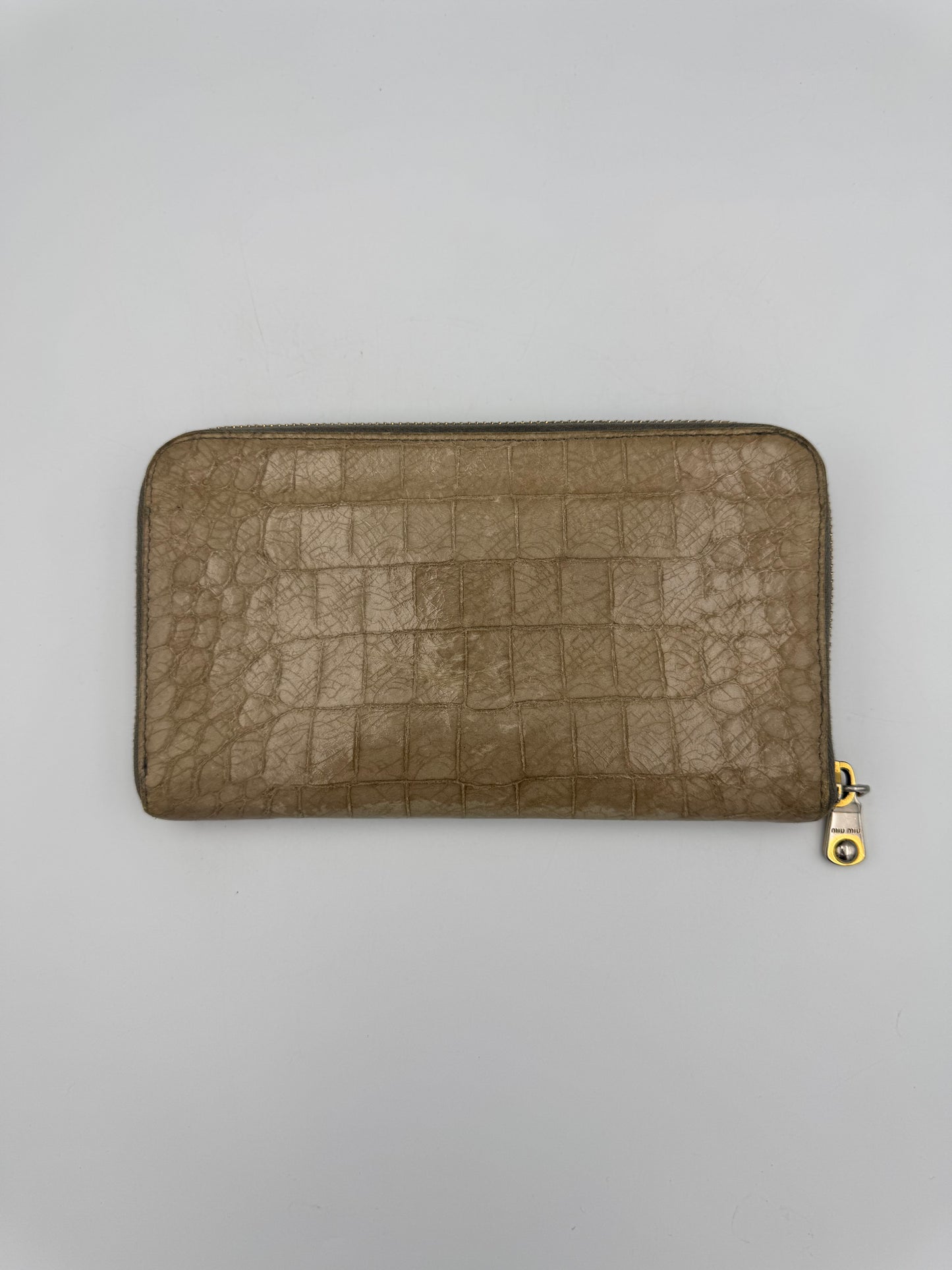 MIU MIU Taupe Zip Around Wallet