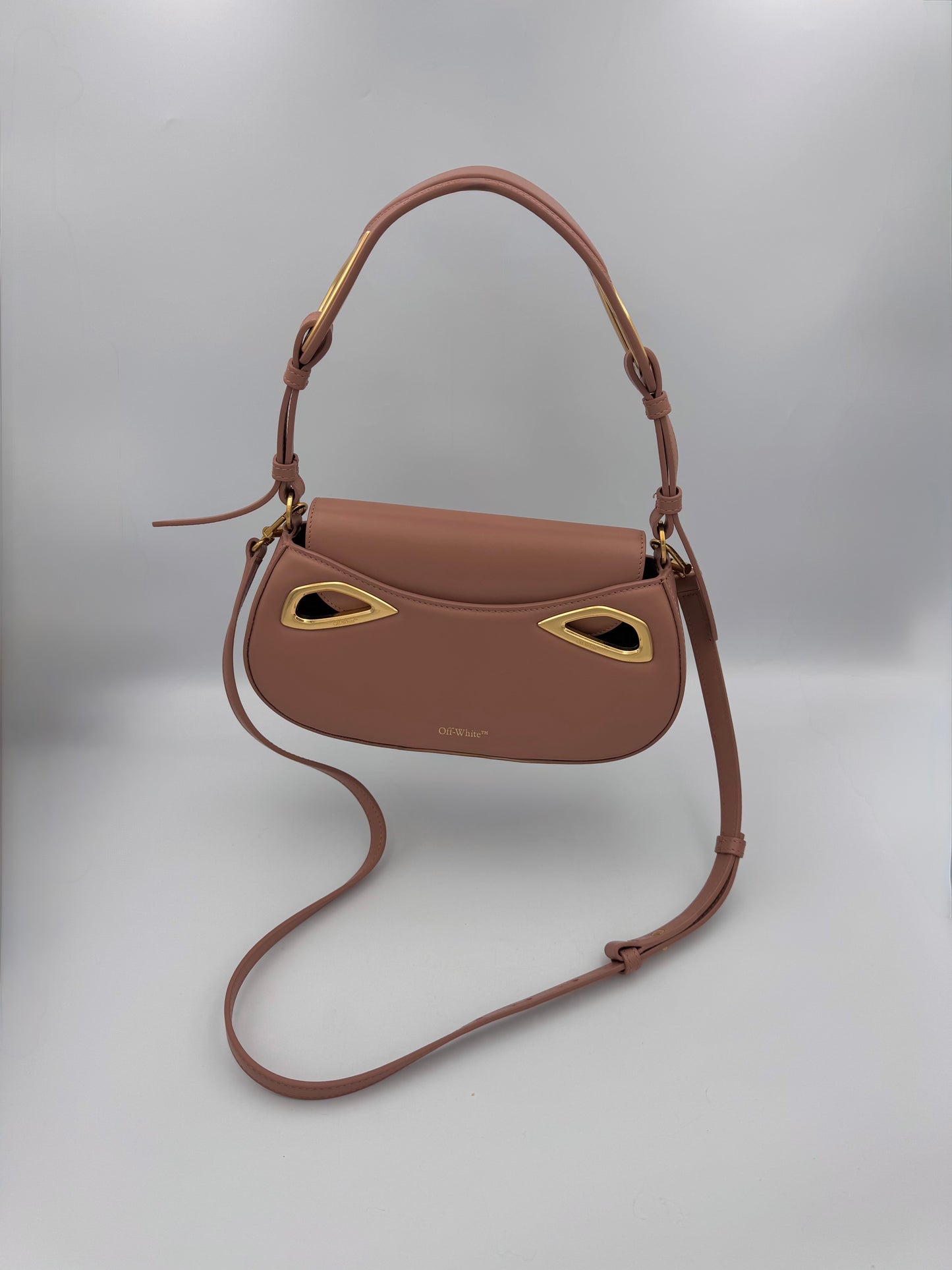 OFF-WHITE Clam Baguette Bag in Beige with Logo