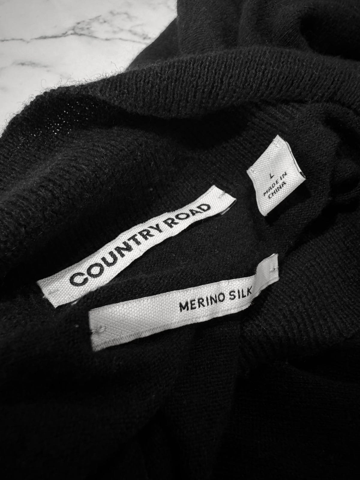 Country Road Black Wool Silk Knit - size L
