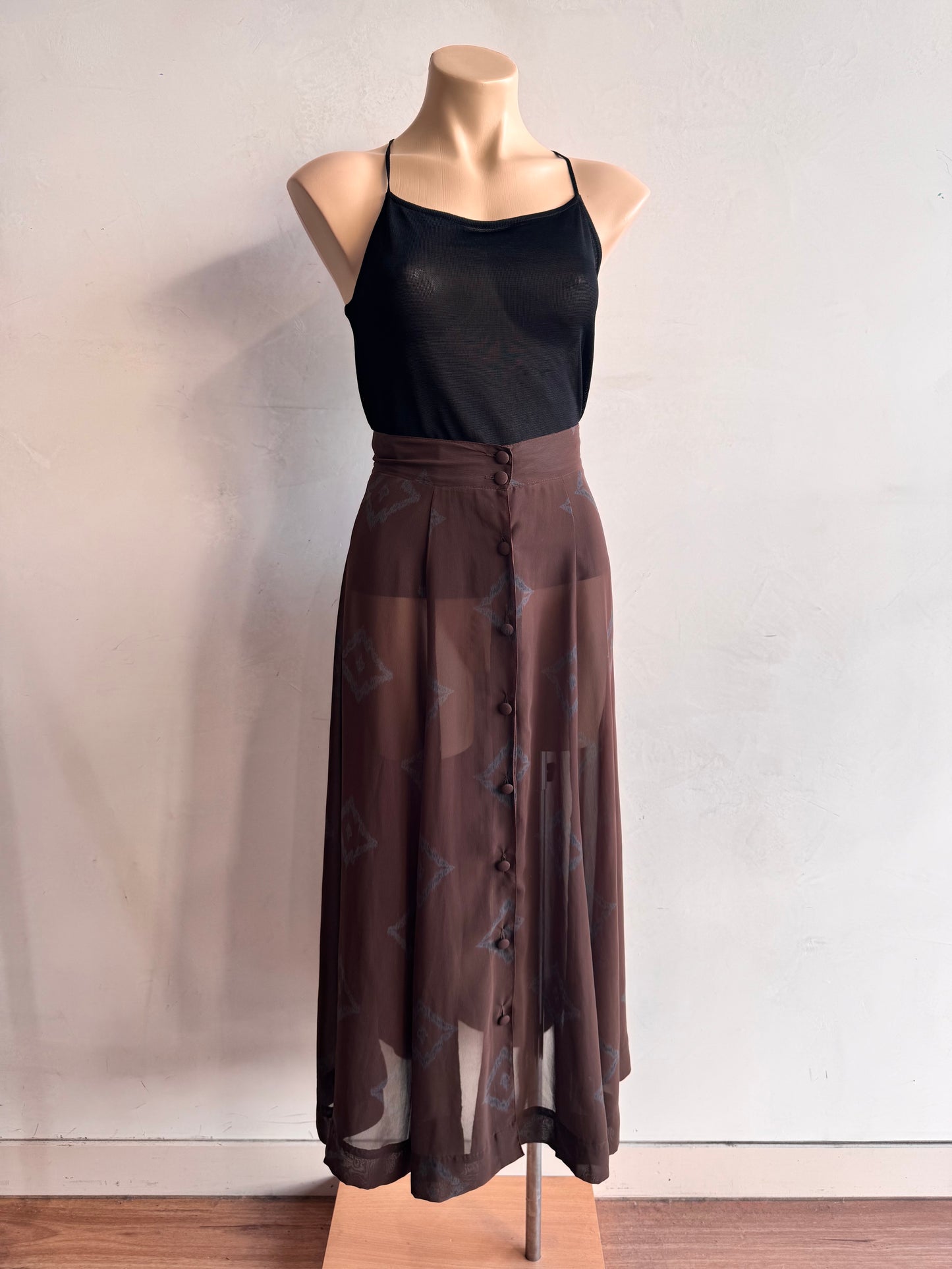 Brown semi sheer skirt - size XS