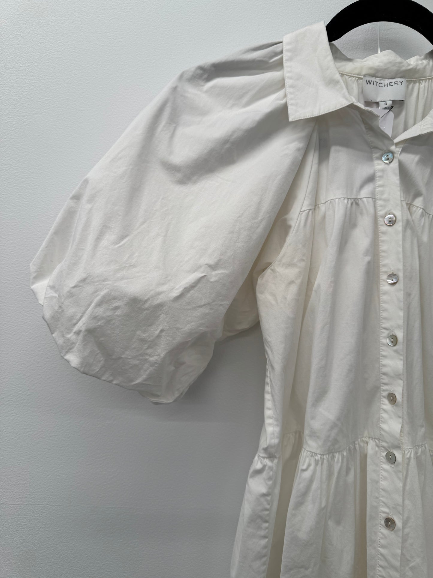 Witchery White Tiered Mini Dress - size 6