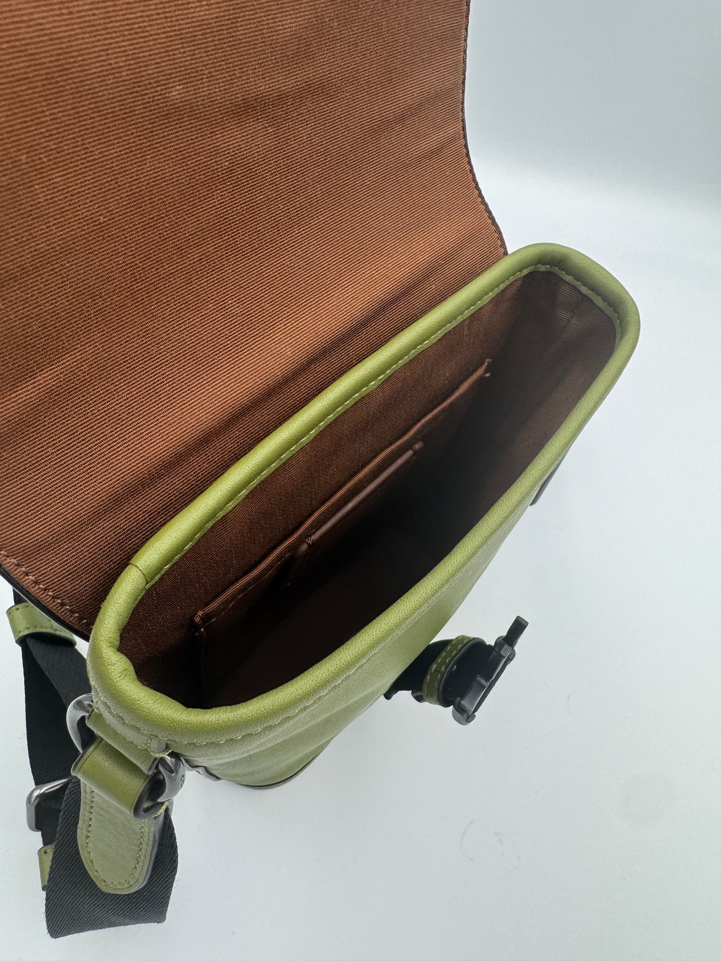 Coach Men's Track Small Flap Crossbody Signature Khaki Olive Green CC027