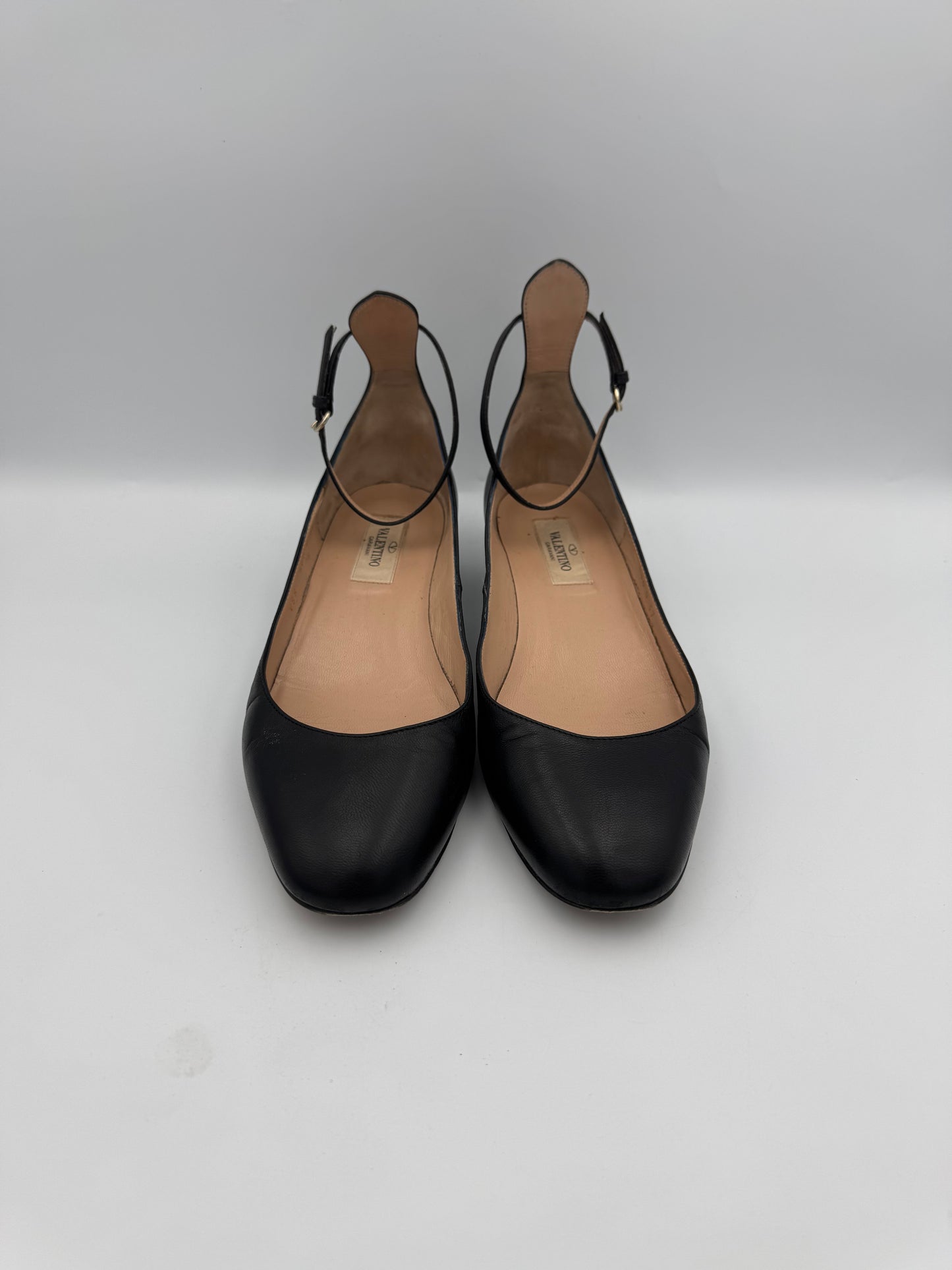 VALENTINO Black Leather Tango Ankke Cuff Flats Size 37