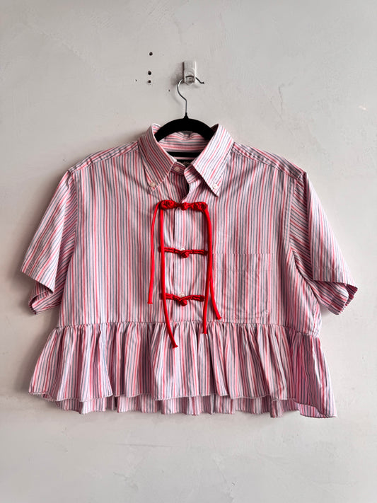 Upcycled Paul Stuart Pink stripe shirt - size M
