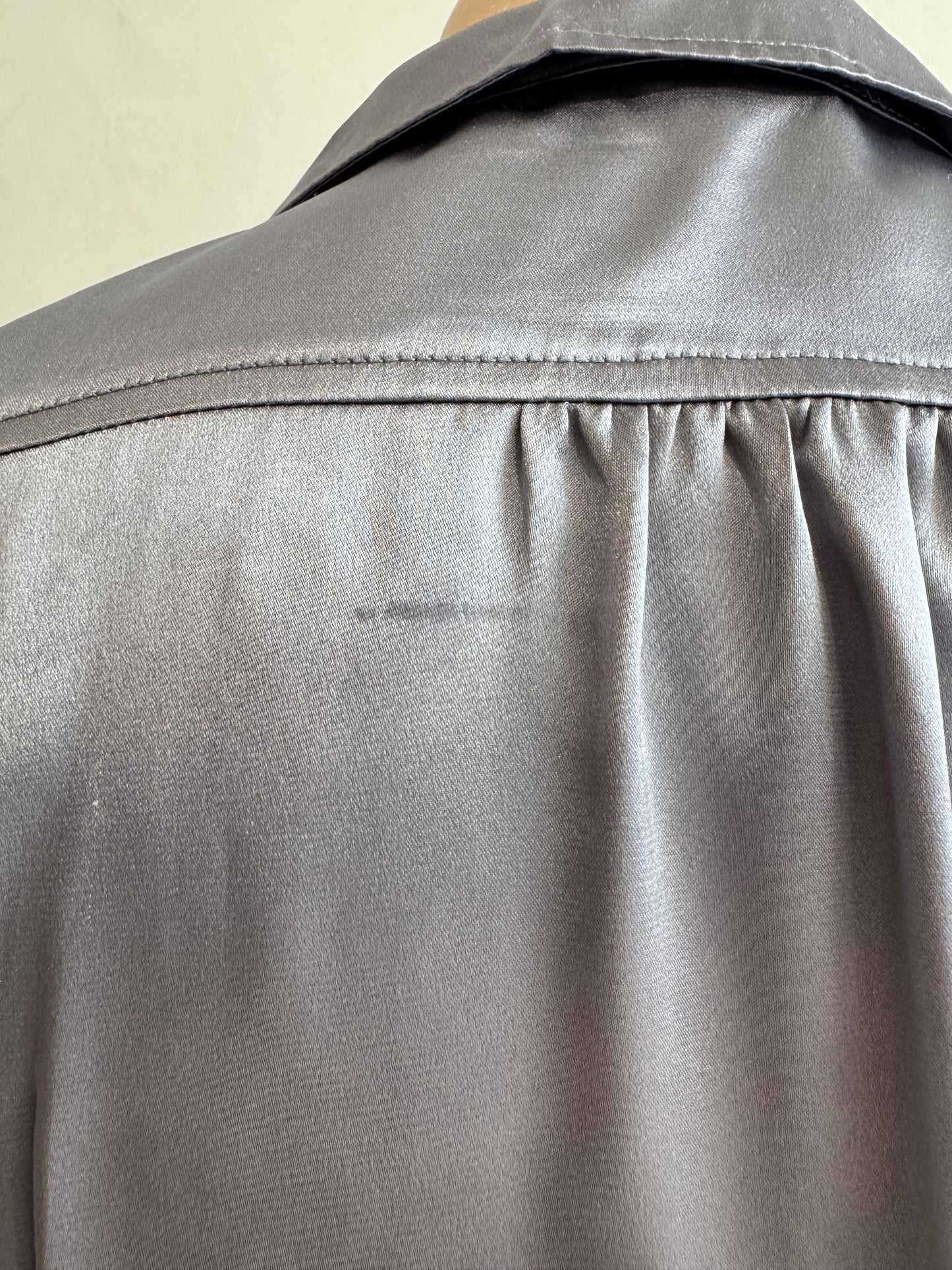 Hot Options Silver Satin Top - size 12