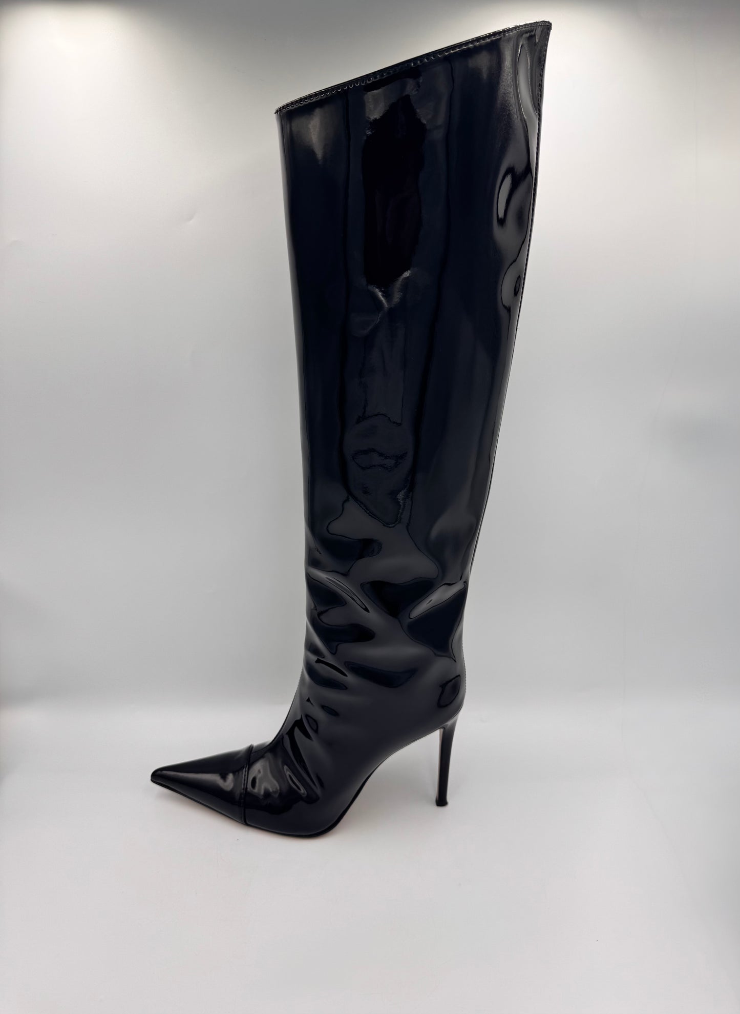 ALEXANDRE VAULTHIER Black Patent Knee-High Boots size 38.5