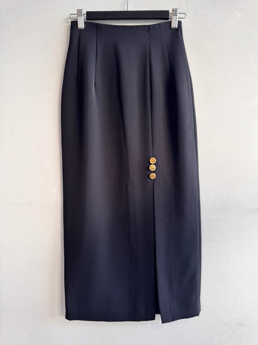 Vintage Ugo Black Midi Skirt - size XS
