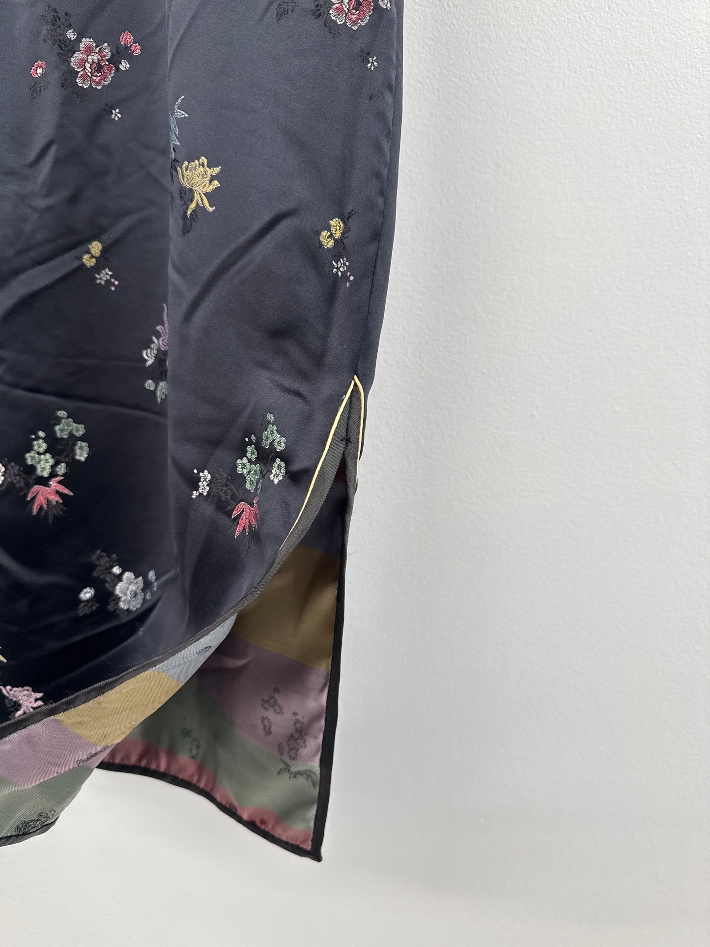 Vintage Black Mandarin satin dress - Sz S