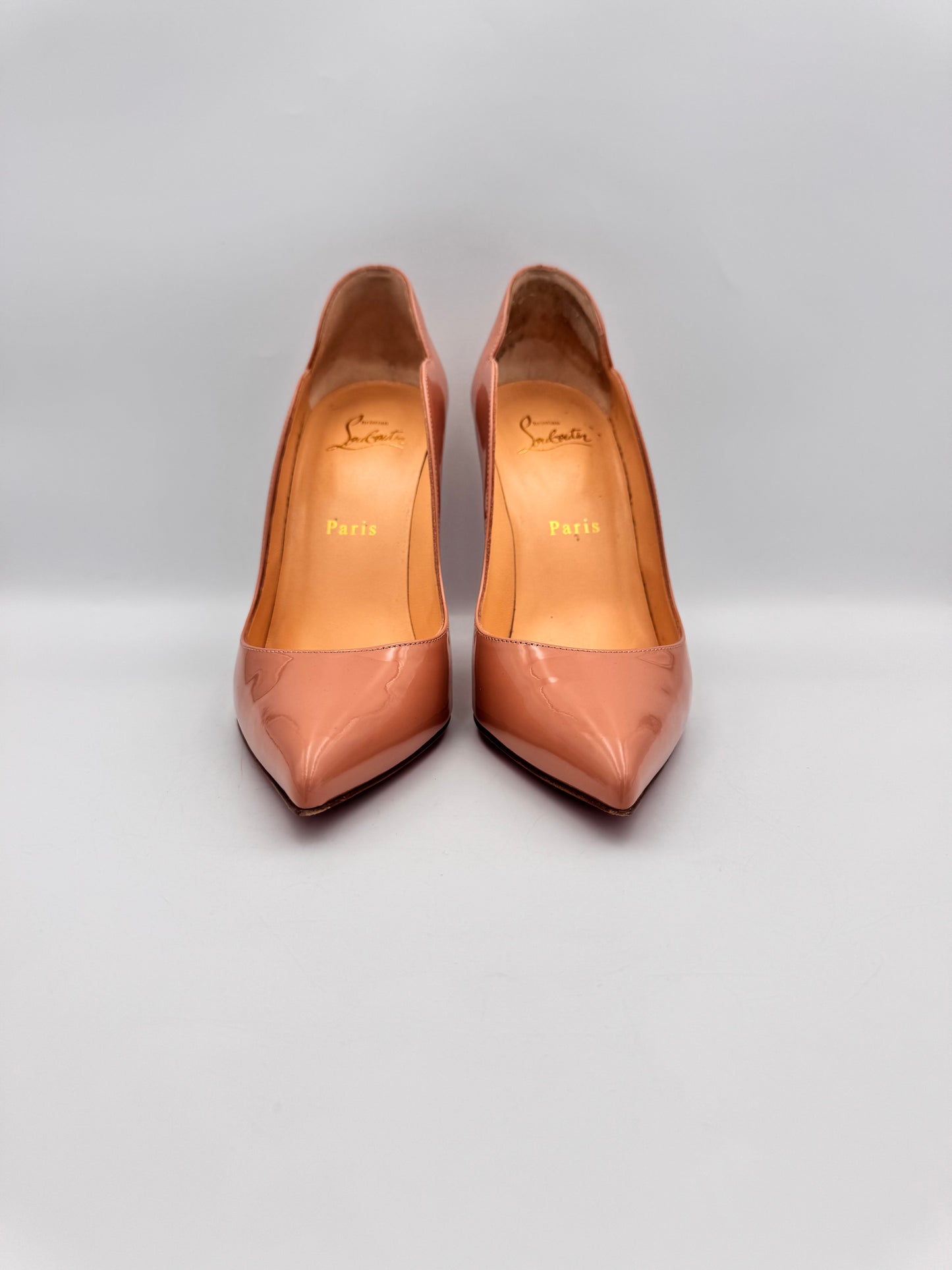 CHRISTIAN LOUBOUTIN Nude Patent Heels Size 37.5
