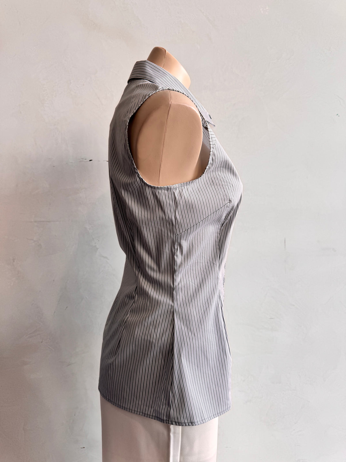 Cue Grey Stripe sleeveless Top - size 10