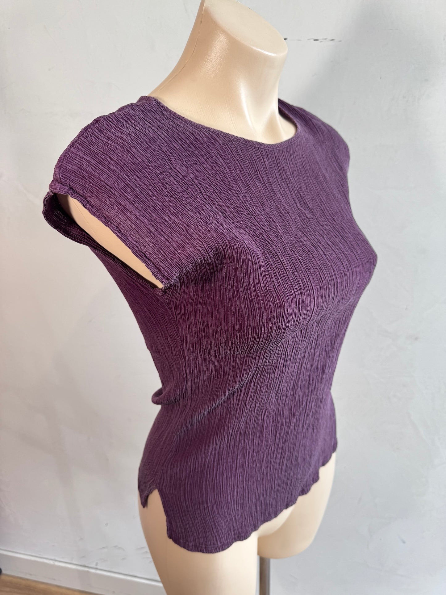 Schonmore Purple silk Crinkle Top - size S