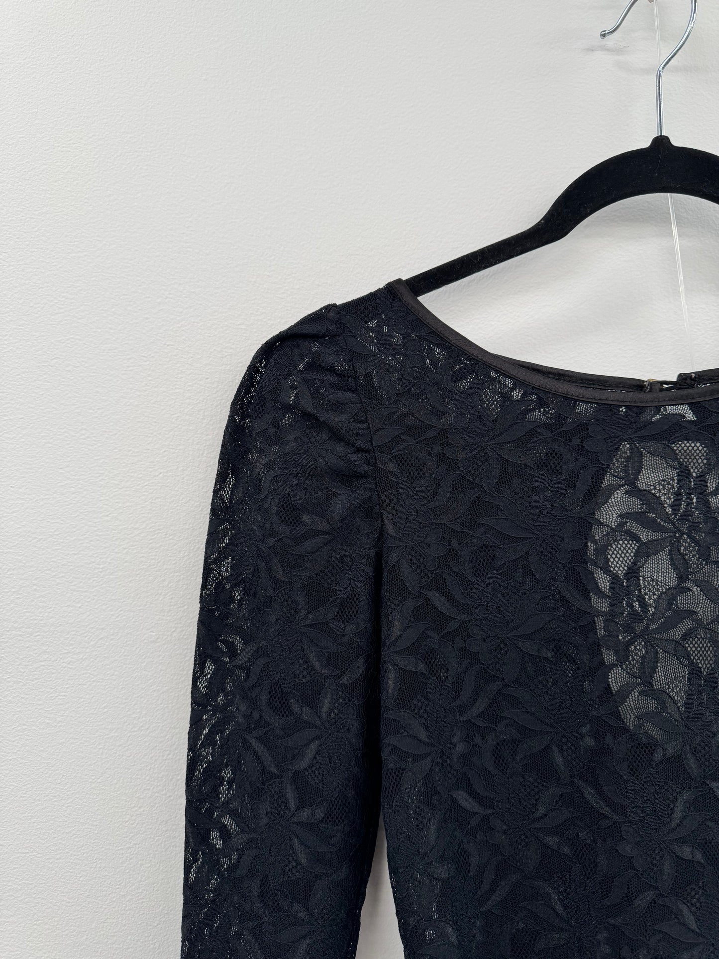 Rosebud Black Lace Top - Size S