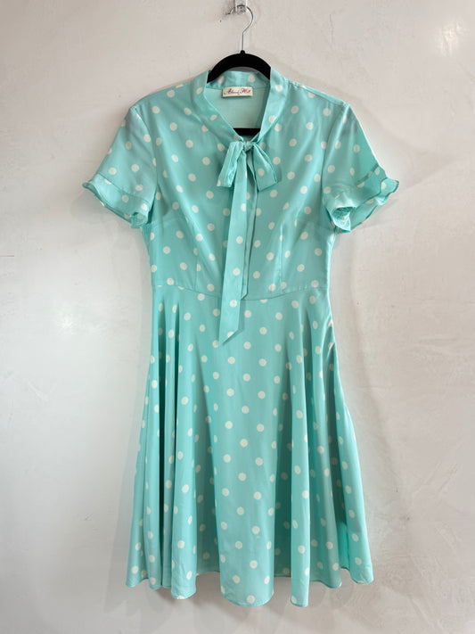Alannah Hill blue polka dot dress - size 10