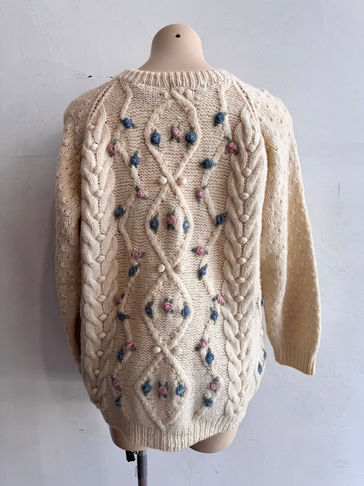 Vintage Jump cream wool chunky cable jumper - size L