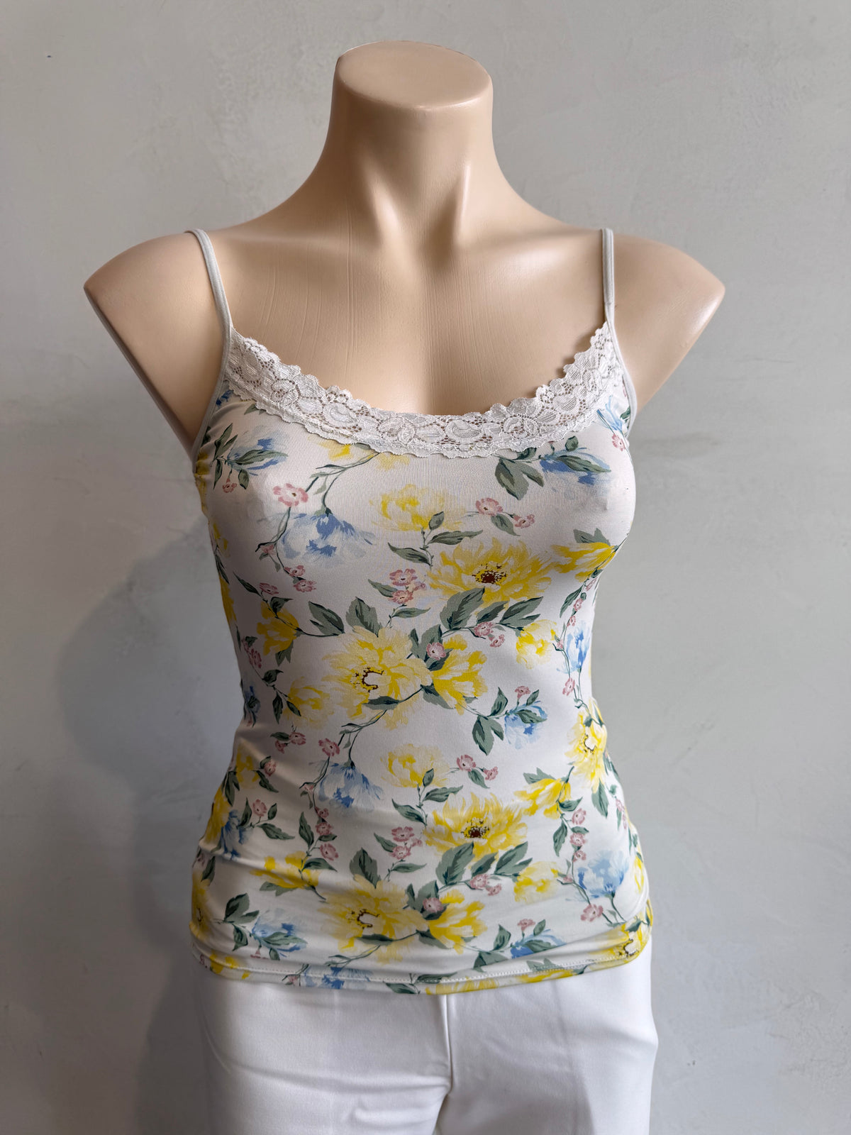 Jockey yellow print lace trim cami - size S