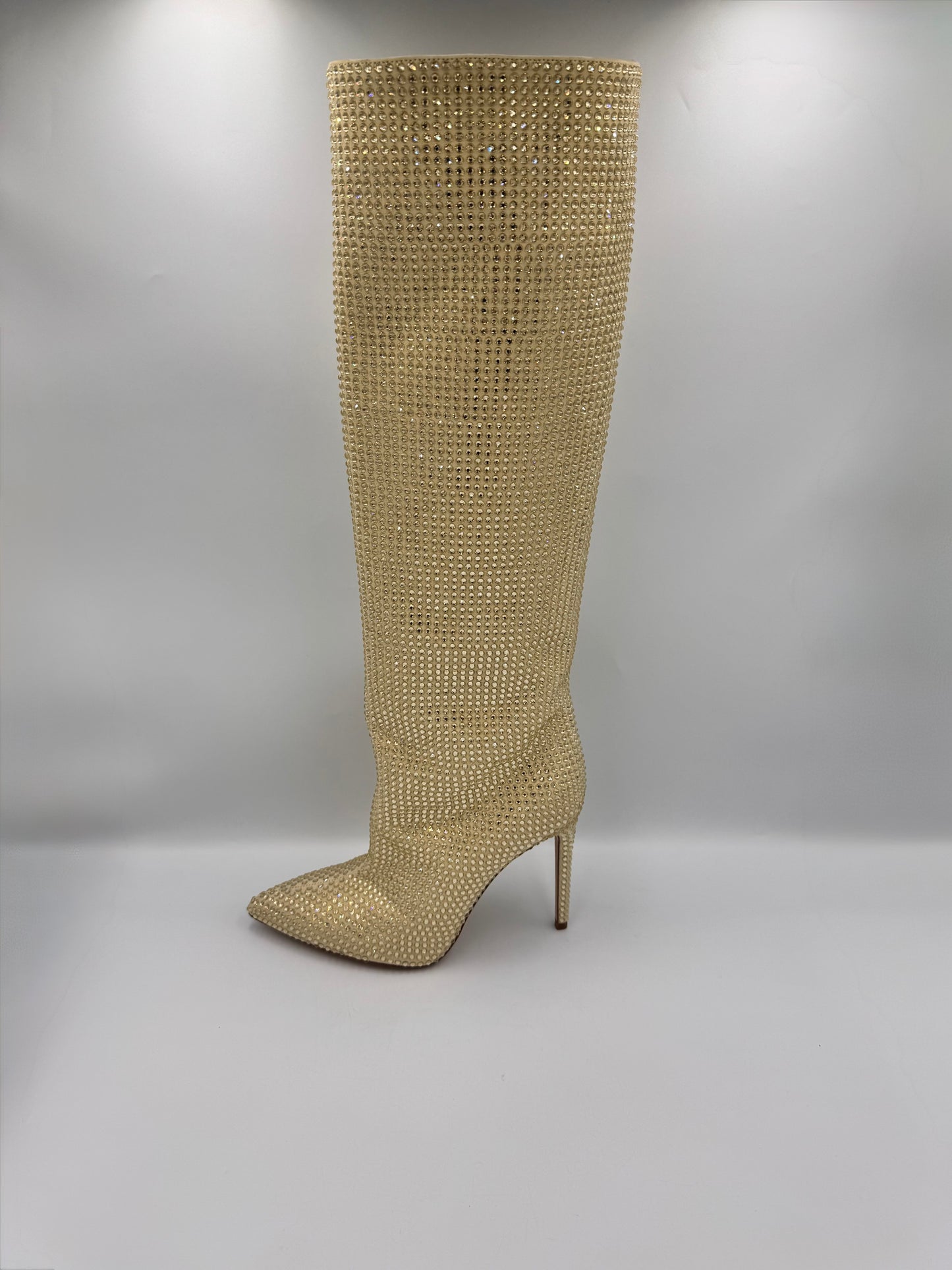 PARIS TEXAS Gold Rhinestone Boots Size 38.5