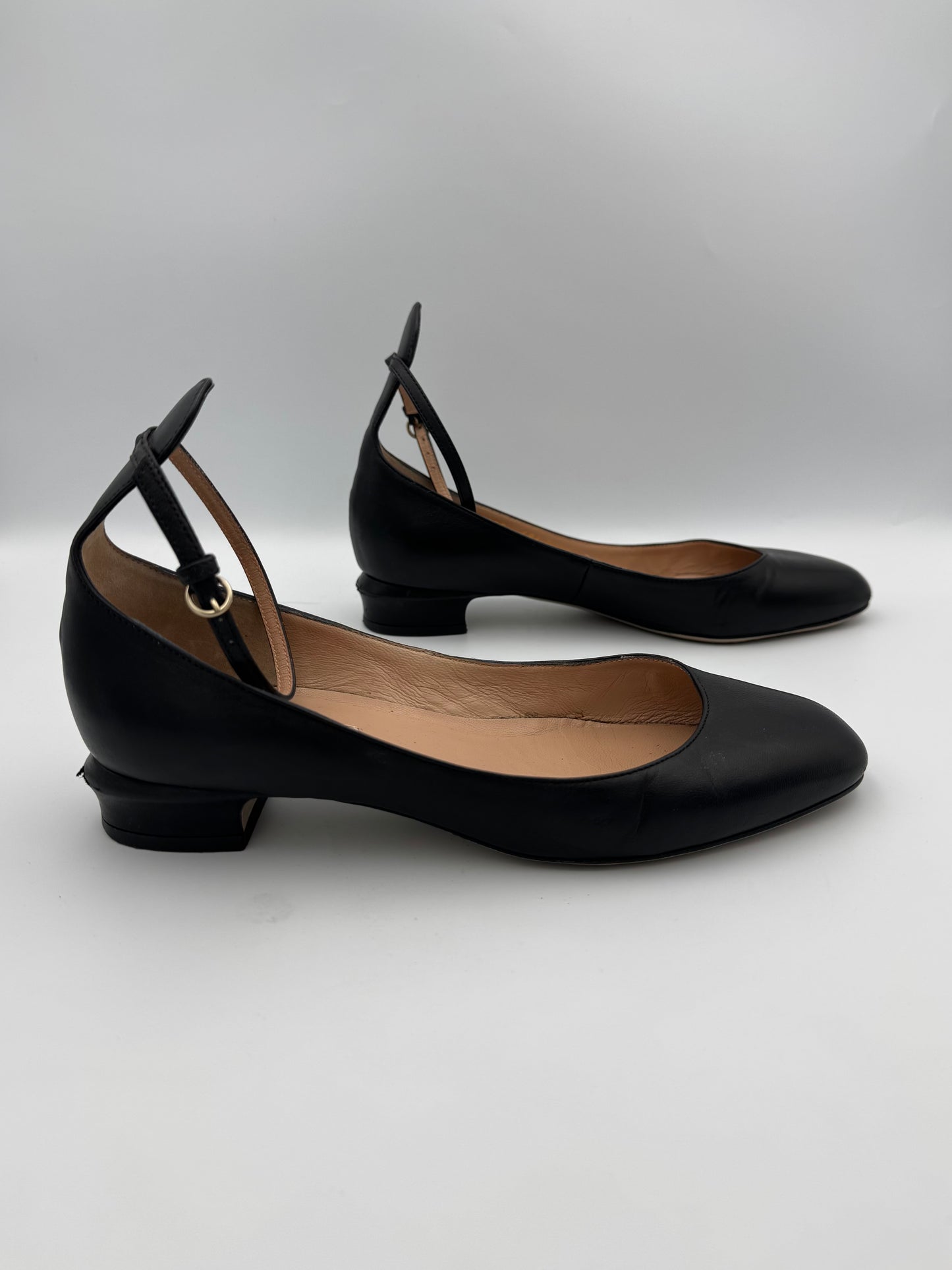 VALENTINO Black Leather Tango Ankke Cuff Flats Size 37