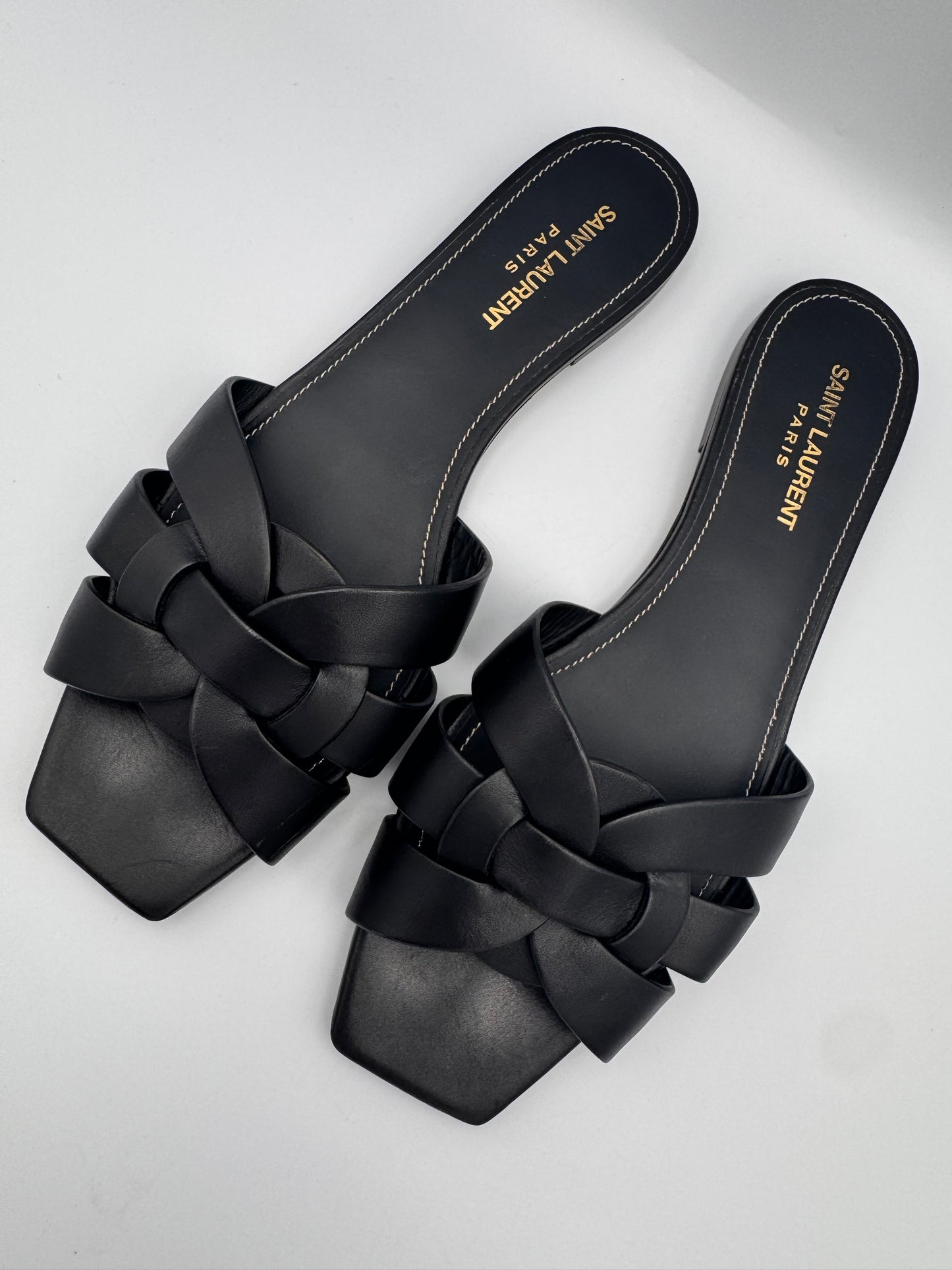 Yves Saint Laurent Black Slides Size 40