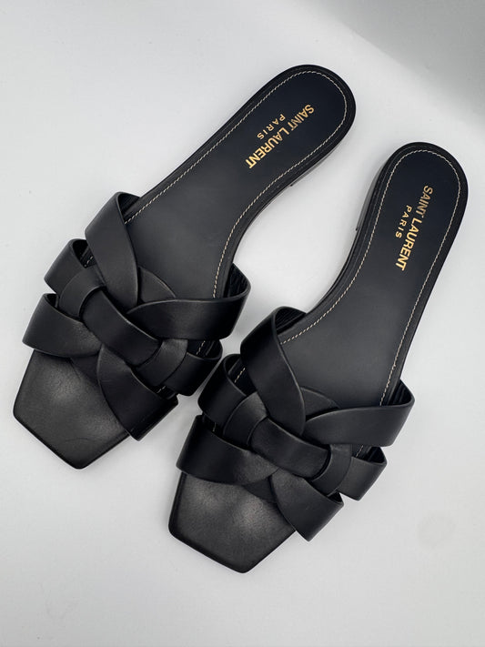 Yves Saint Laurent Black Slides Size 40