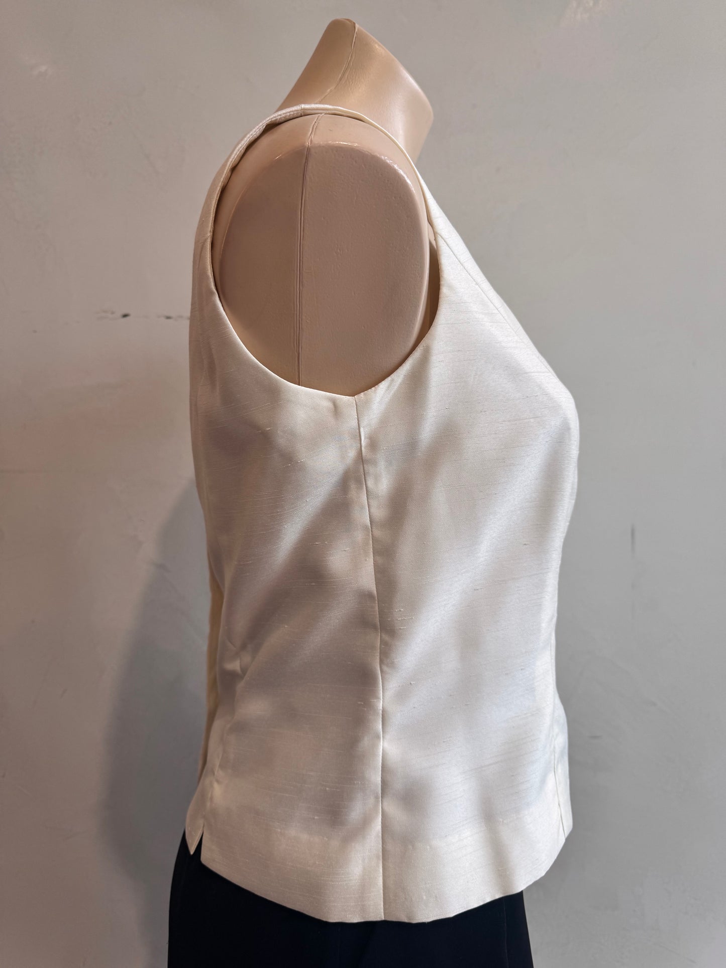 Custom Made Ivory Button Back Top - size S