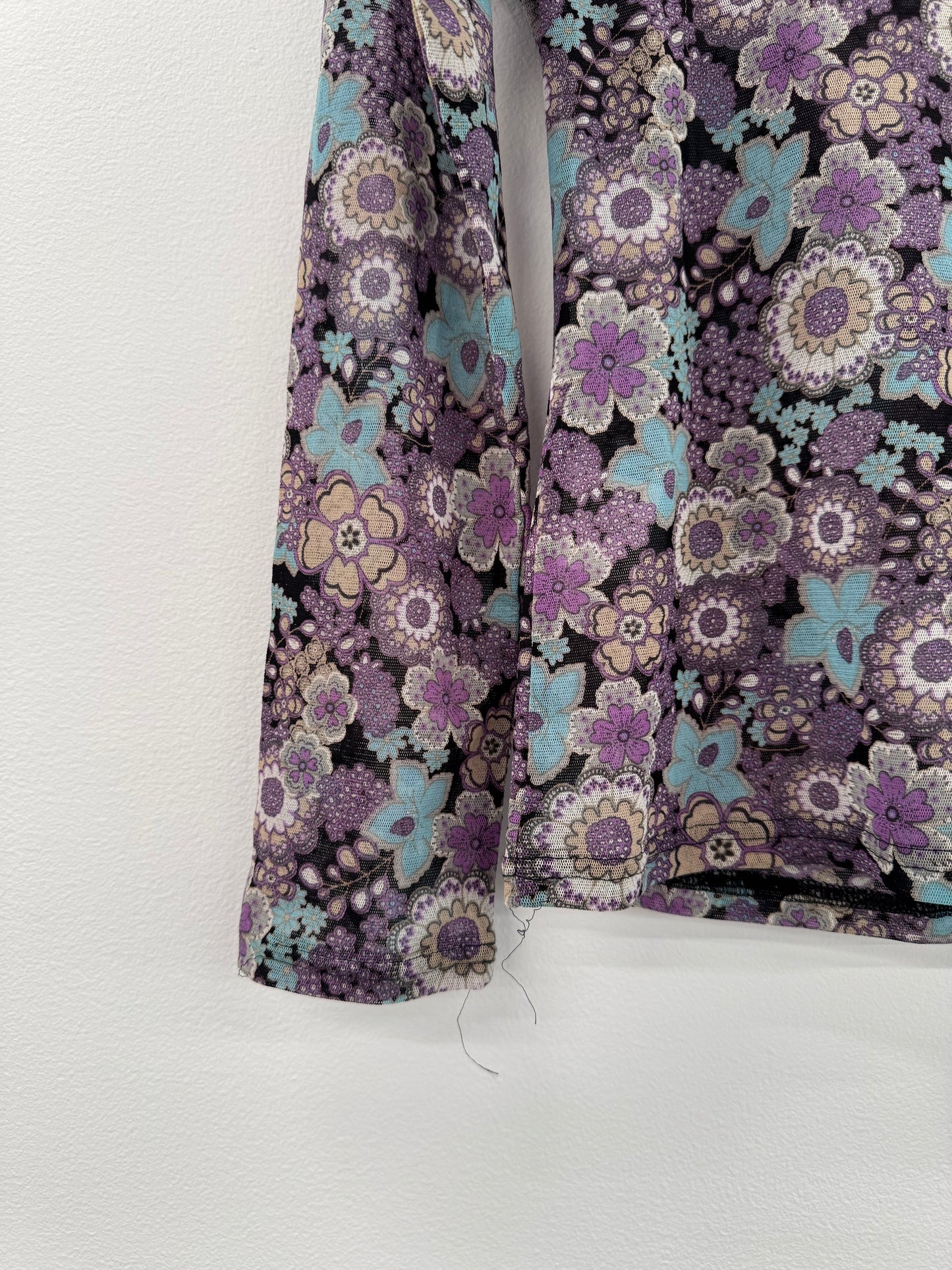 Purple Mesh Print Top - Size S