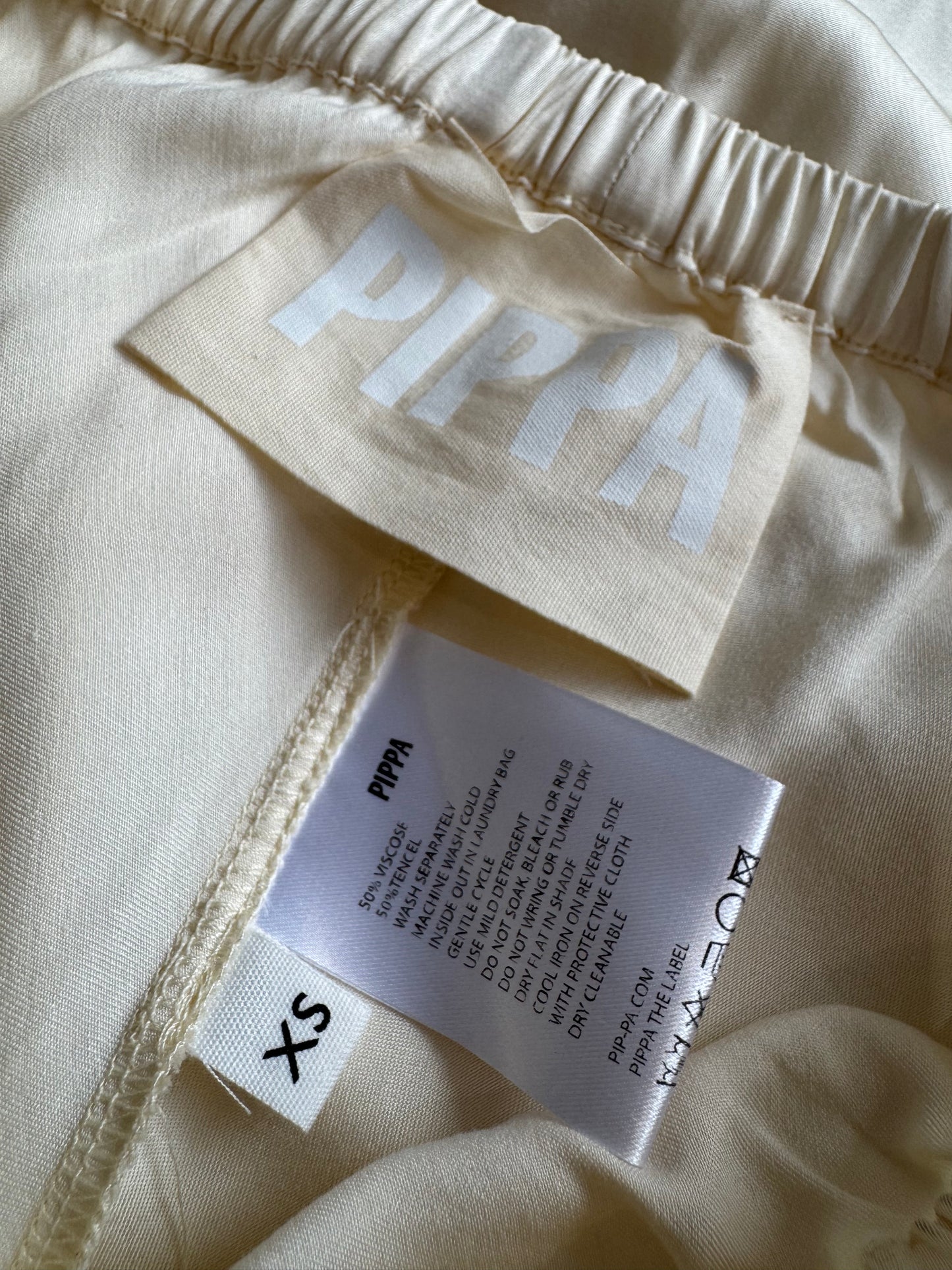 Pippa Champagne Satin Pants - size XS